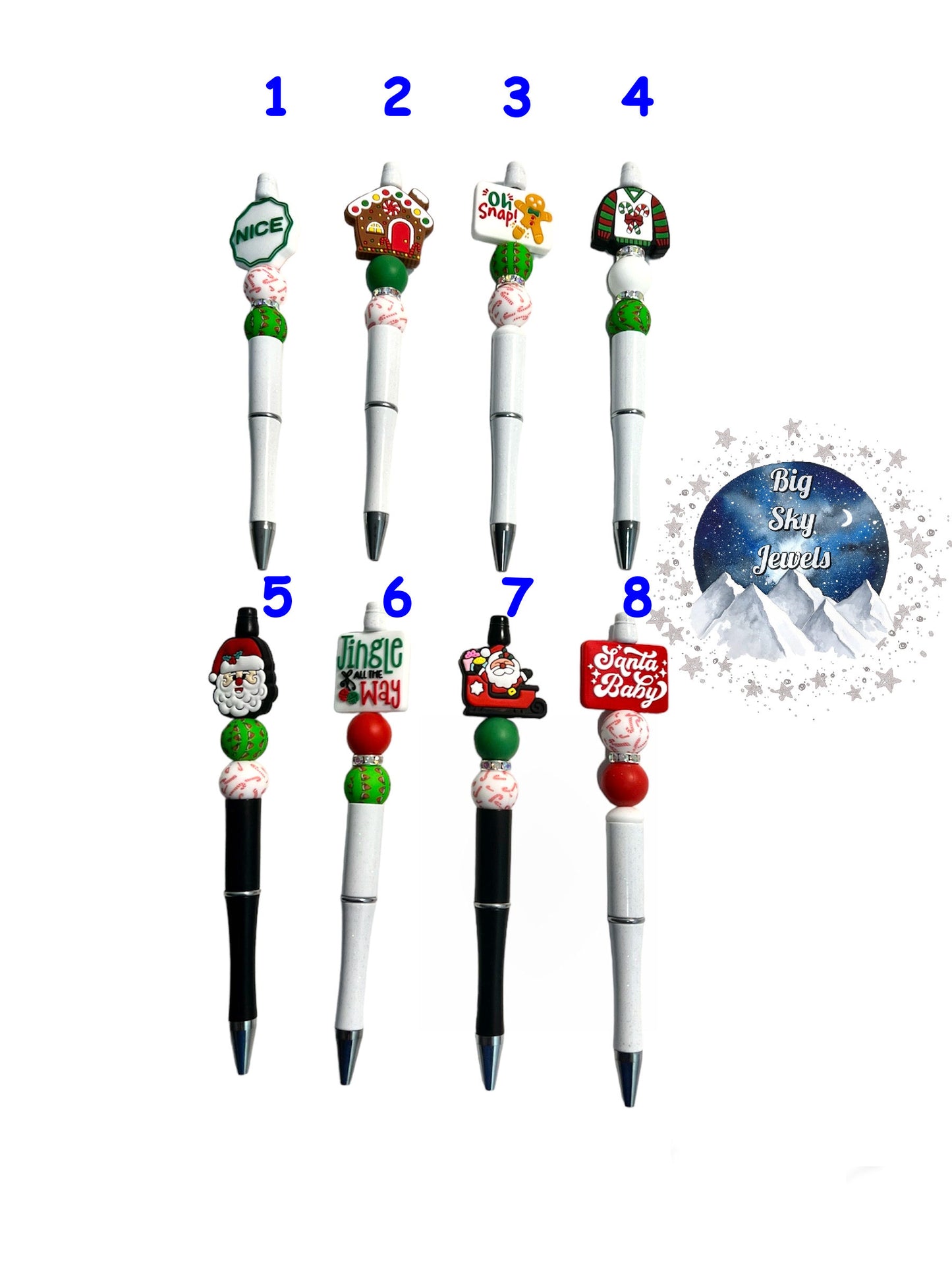 Christmas Pen, Green, Brown, Red, Black and White ETC Ages 5+ Kids or Ladies Moms Men Holiday, Santa, Gingerbread, Santa Baby, Nice Naughty, Multiple Variation Listing