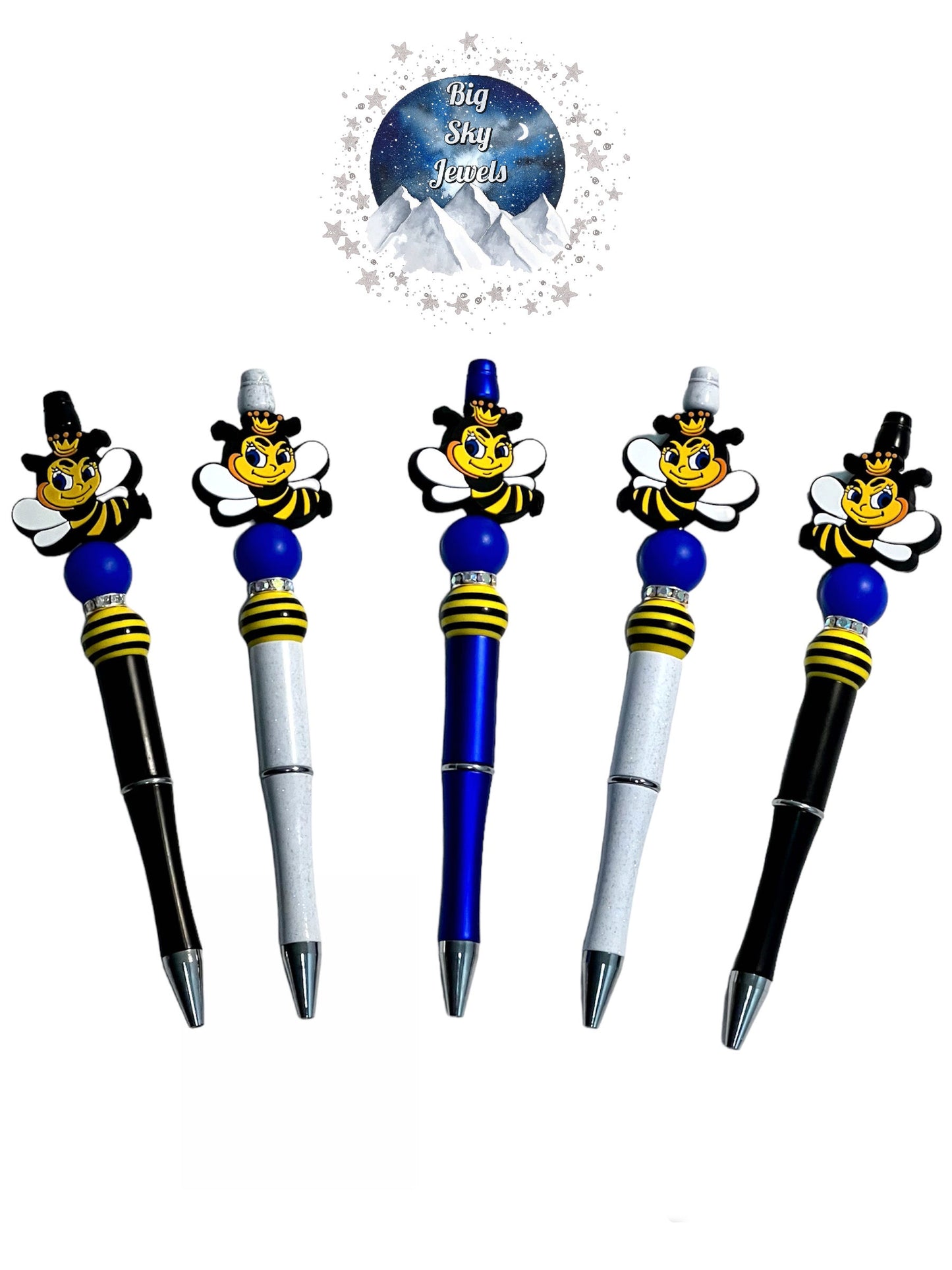 Queen Bee Pen, Blue, Black, White, Stripes, and Yellow ETC Ages 5+ Kids or Ladies Moms Men Multiple Variation Listing
