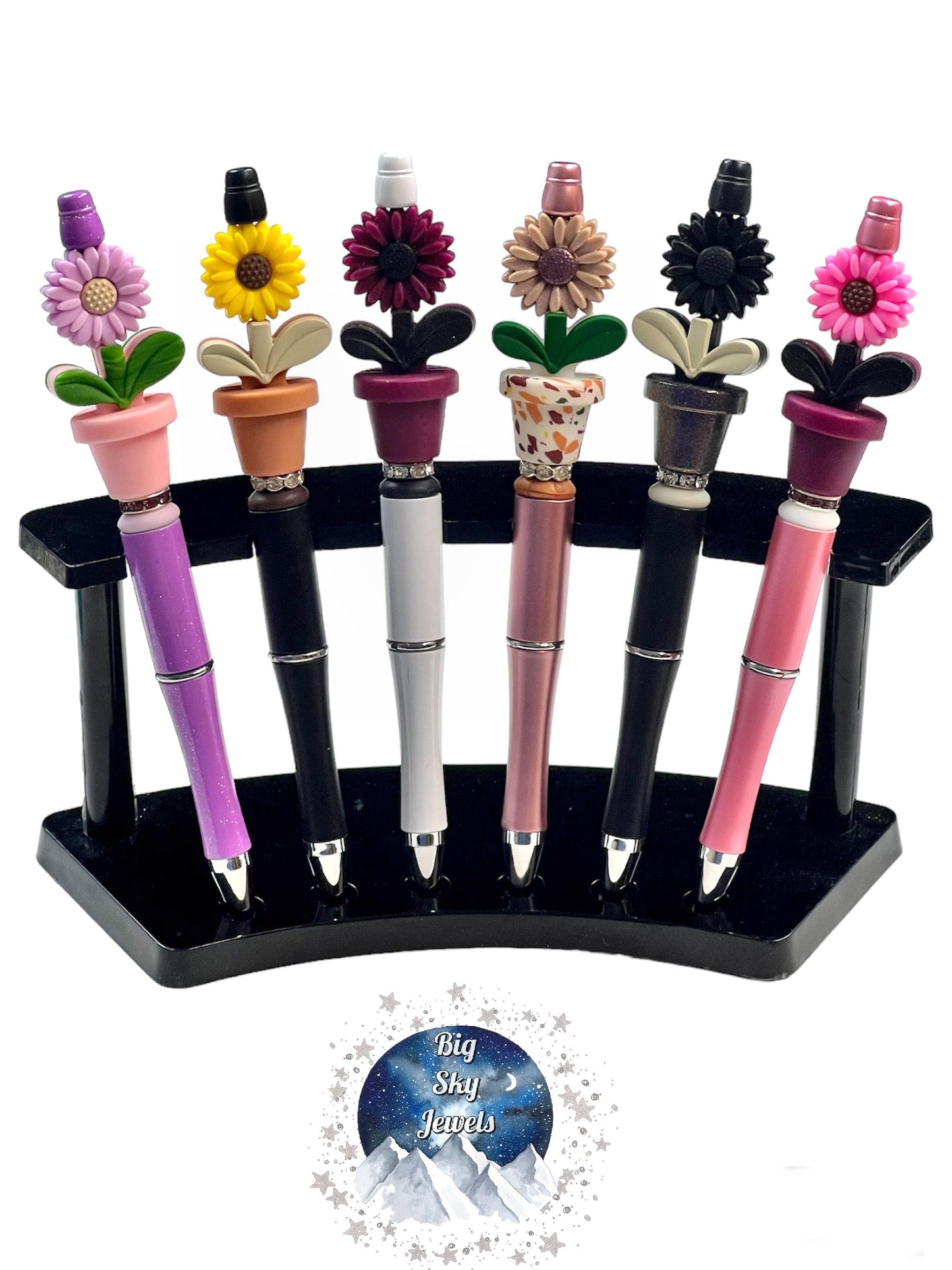 Small Flower Silicone Pen, Lilac, Yellow, Burgundy, Opal Light Brown, Black, Dark Pink & Brown Ages 5+ Kids or Ladies Moms Men Flowers Spring, Mother's Day Multiple Variation Listing
