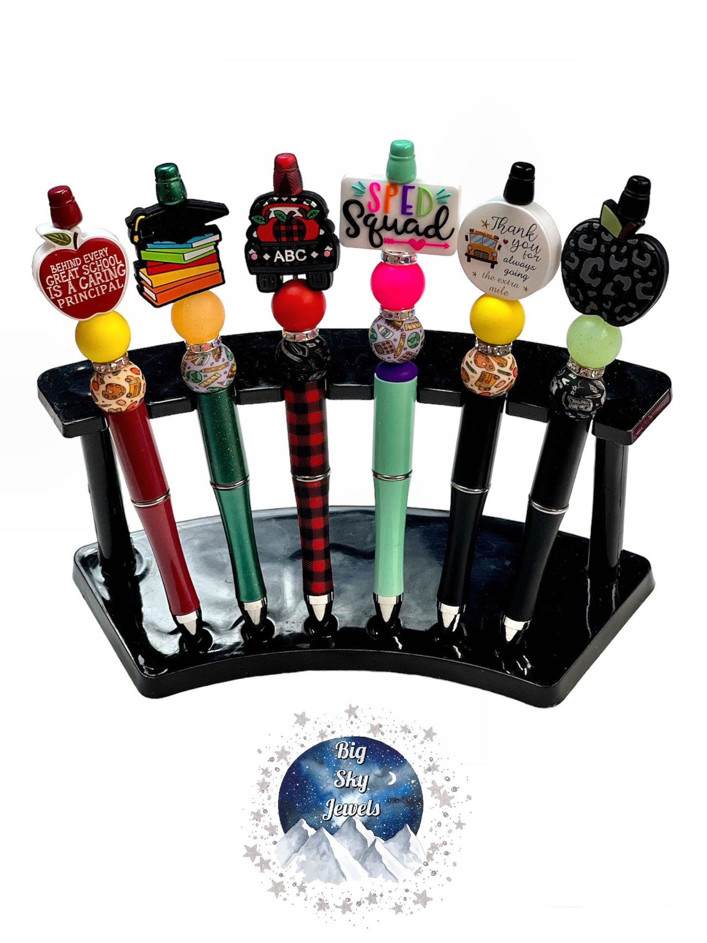 School Silicone Pen, Caring Principal, Graduation Hat + Books, "ABC" + Truck/Apples, "Sped Squad", Bus Driver, Black Apple 5+ Kids or Ladies Moms Men School Teacher Appreciation Multiple Variation Listing