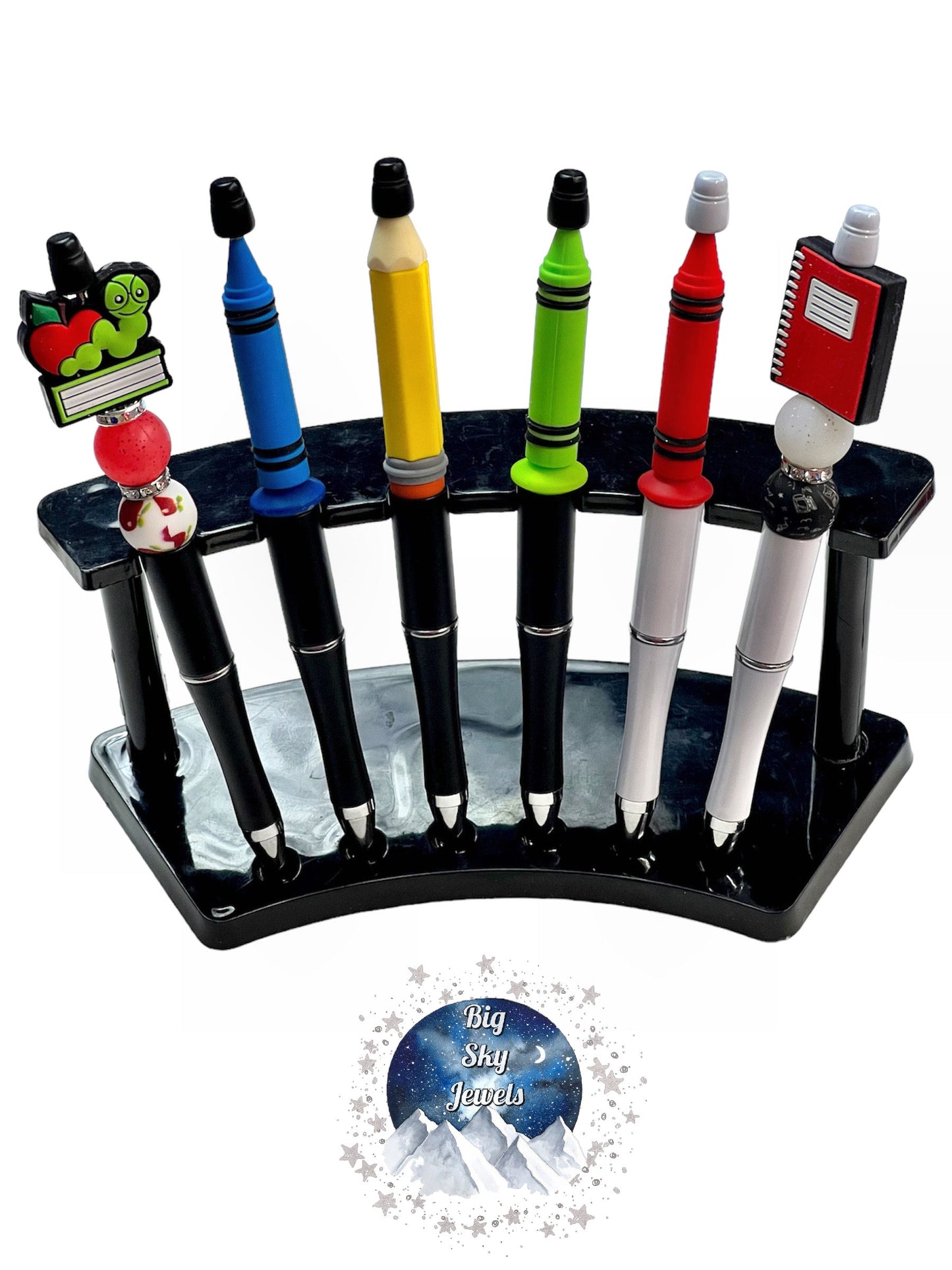 School Silicone Pen, Bookworm + Red Apple, Blue Crayon, Yellow Pencil, Green Crayon, Red Crayon, Notebook, Ages 5+ Kids or Ladies Moms Men School Appreciation Multiple Variation Listing