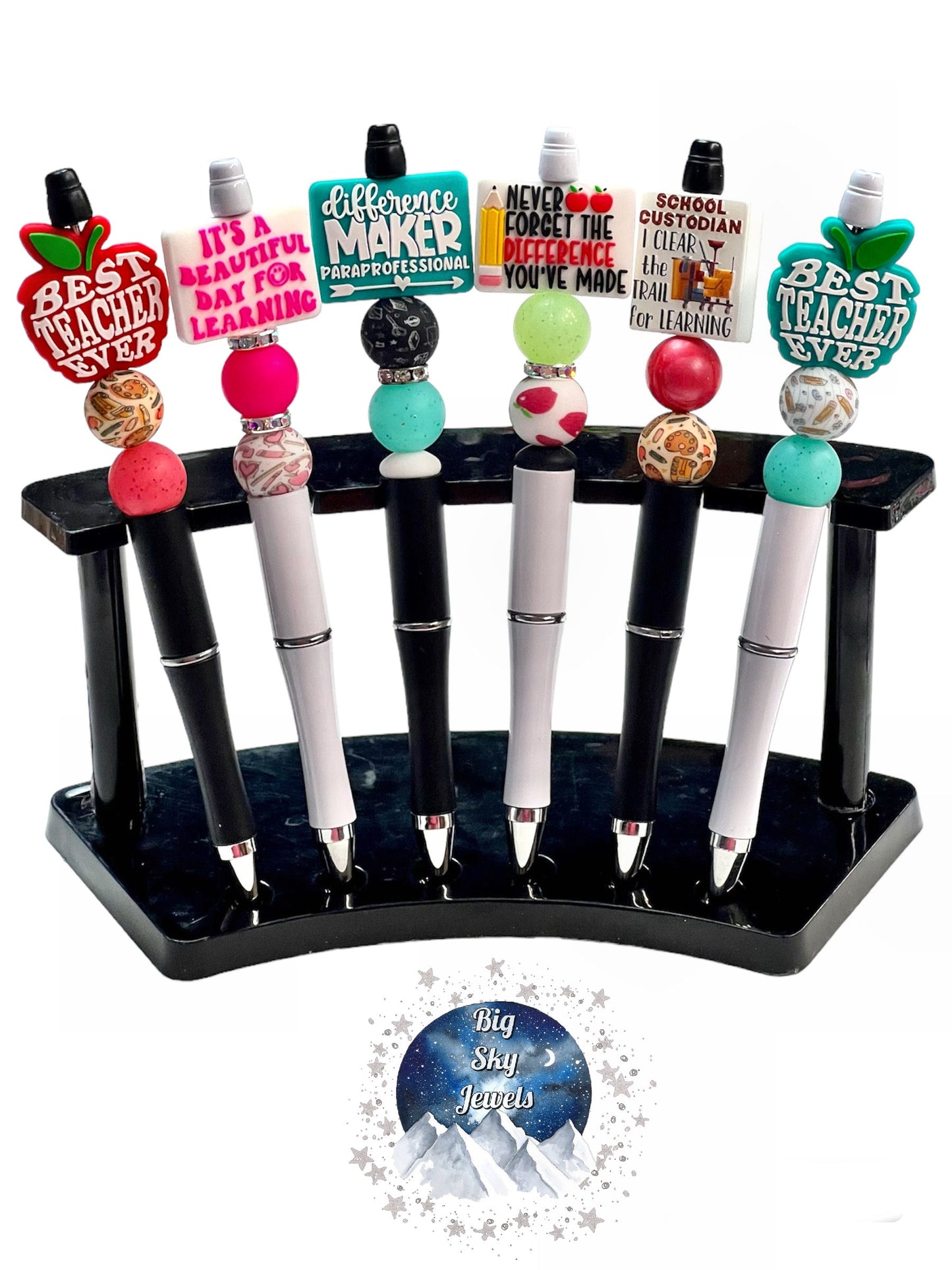 Teacher Or School Silicone Pen, Red Apple, Beautiful Day, Difference Maker, Pencil Apple, Custodian, Turquoise Apple Ages 5+ Kids or Ladies Moms Men School Appreciation Multiple Variation Listing