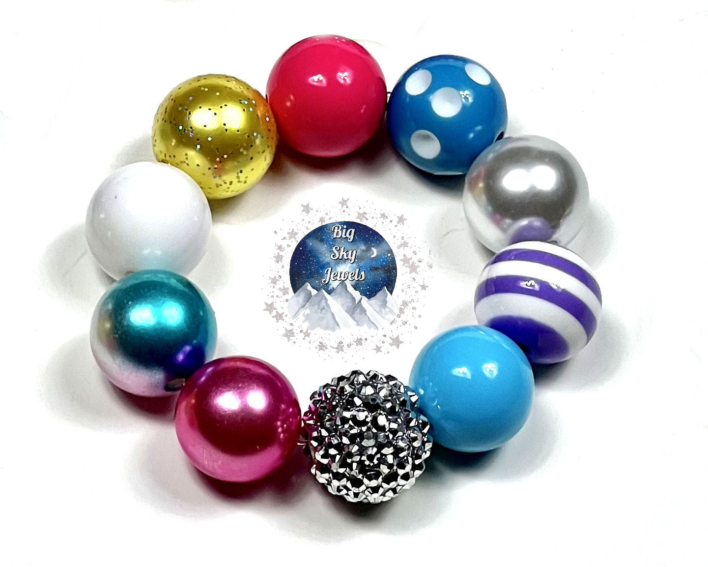 Unicorn Chunky Bubblegum Necklace OR Bracelet Blue Yellow Pink Purple White Ages 3+ Spring Summer Animals Multiple Variation Listing