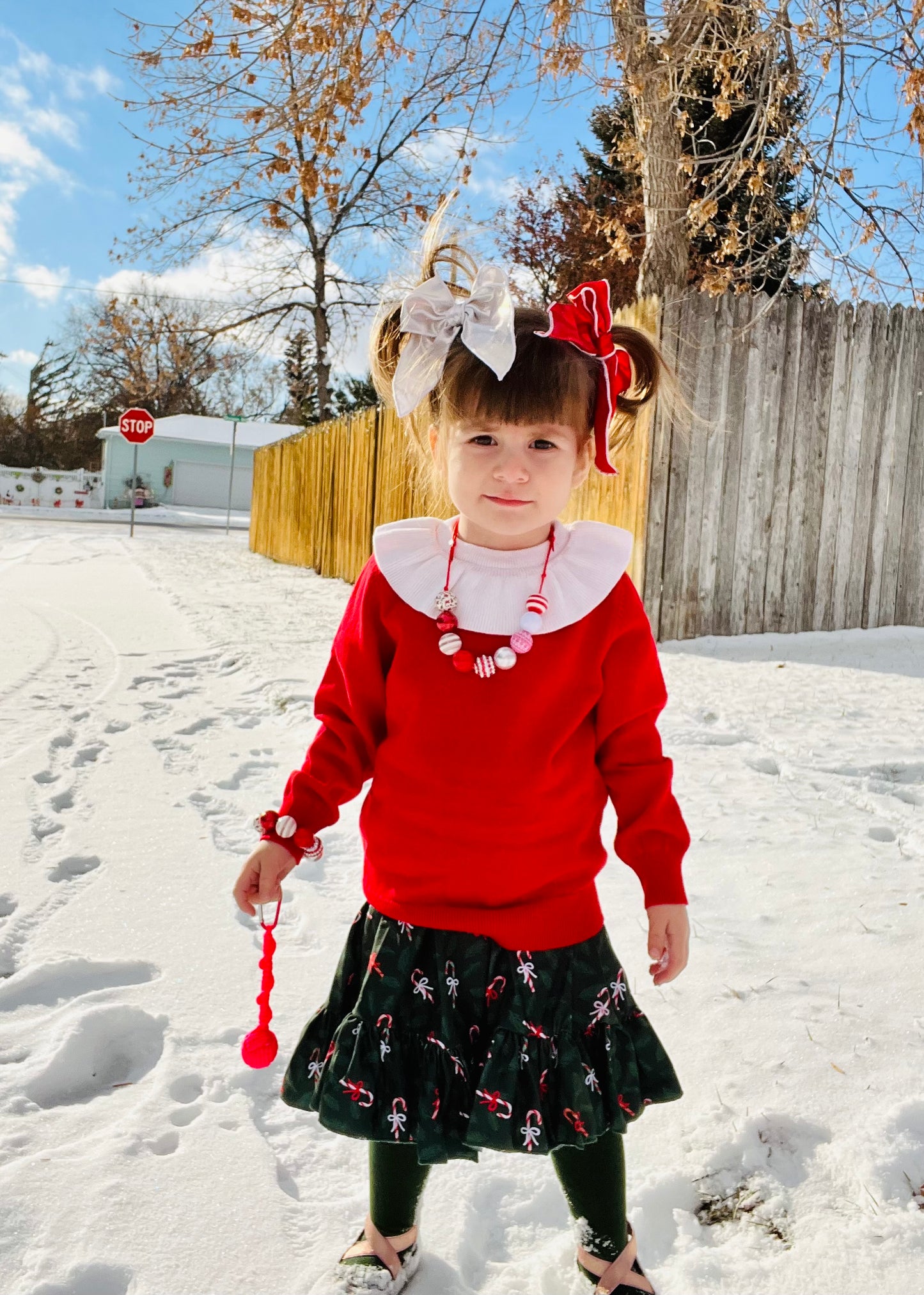 Candy Cane Lane Christmas Chunky Bubblegum Necklace OR Bracelet Red White Ages 3+ Multiple Variation Listing