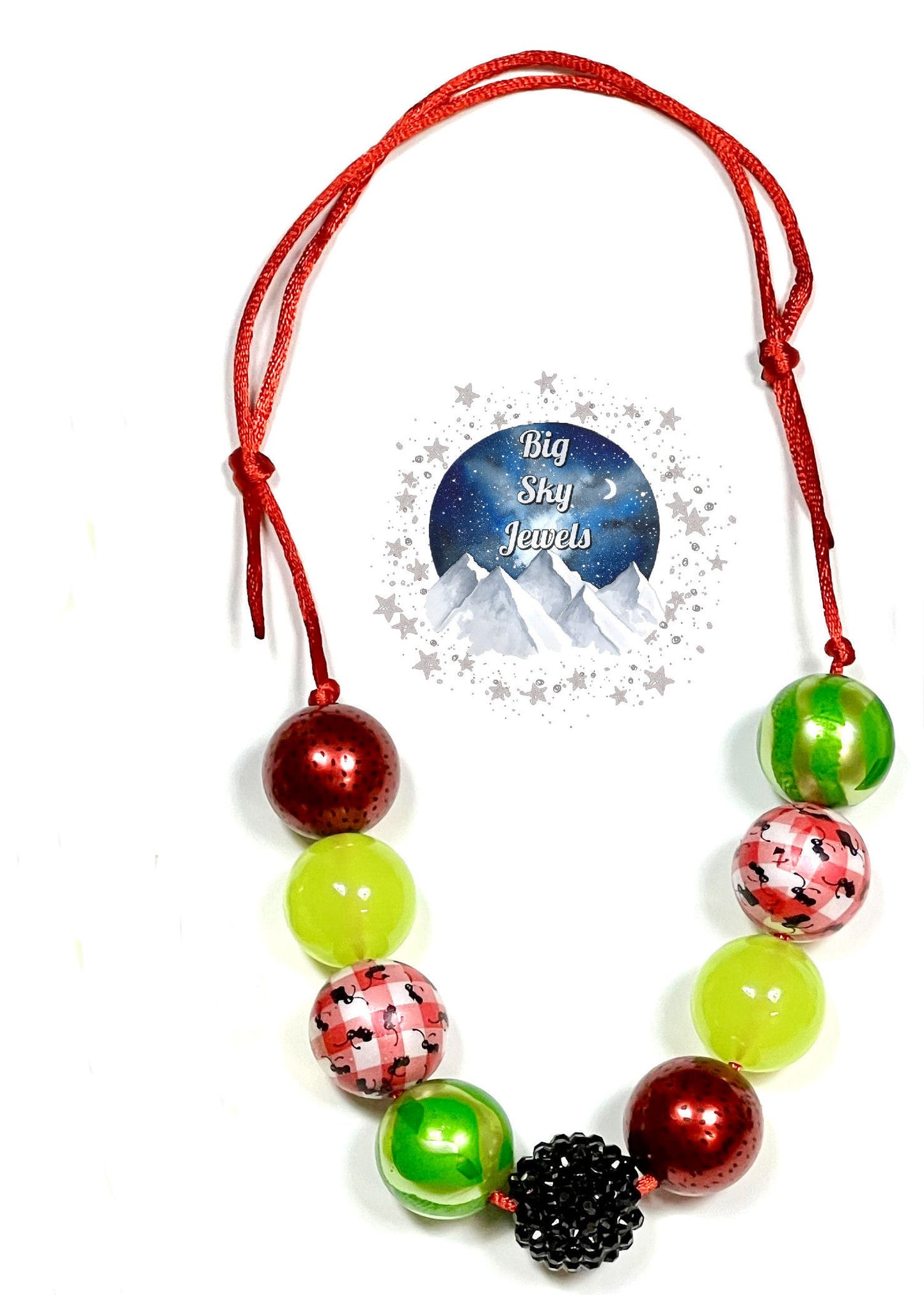 Watermelon Picnic Chunky Bubblegum Necklace OR Bracelet Ants Red & Green Ages 3+ Summer Multiple Variation Listing