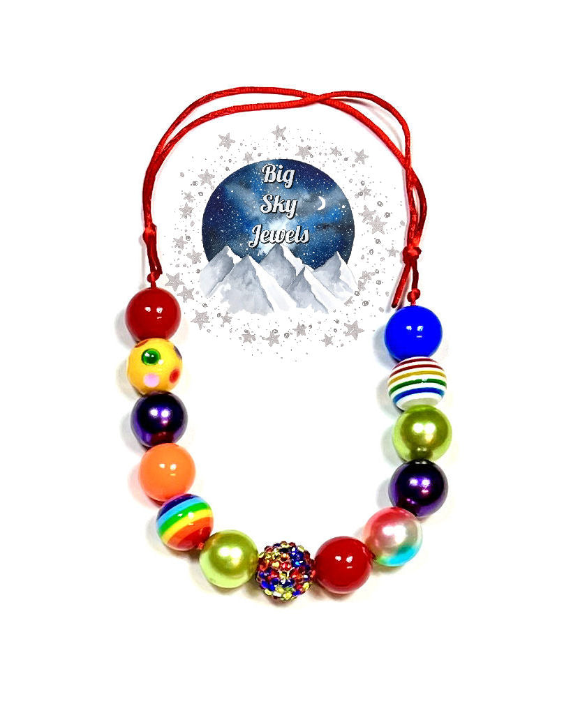 Rainbow Chunky Bubblegum Necklace OR Bracelet Red Green Purple Blue Orange Ages 3+ Summer Multiple Variation Listing