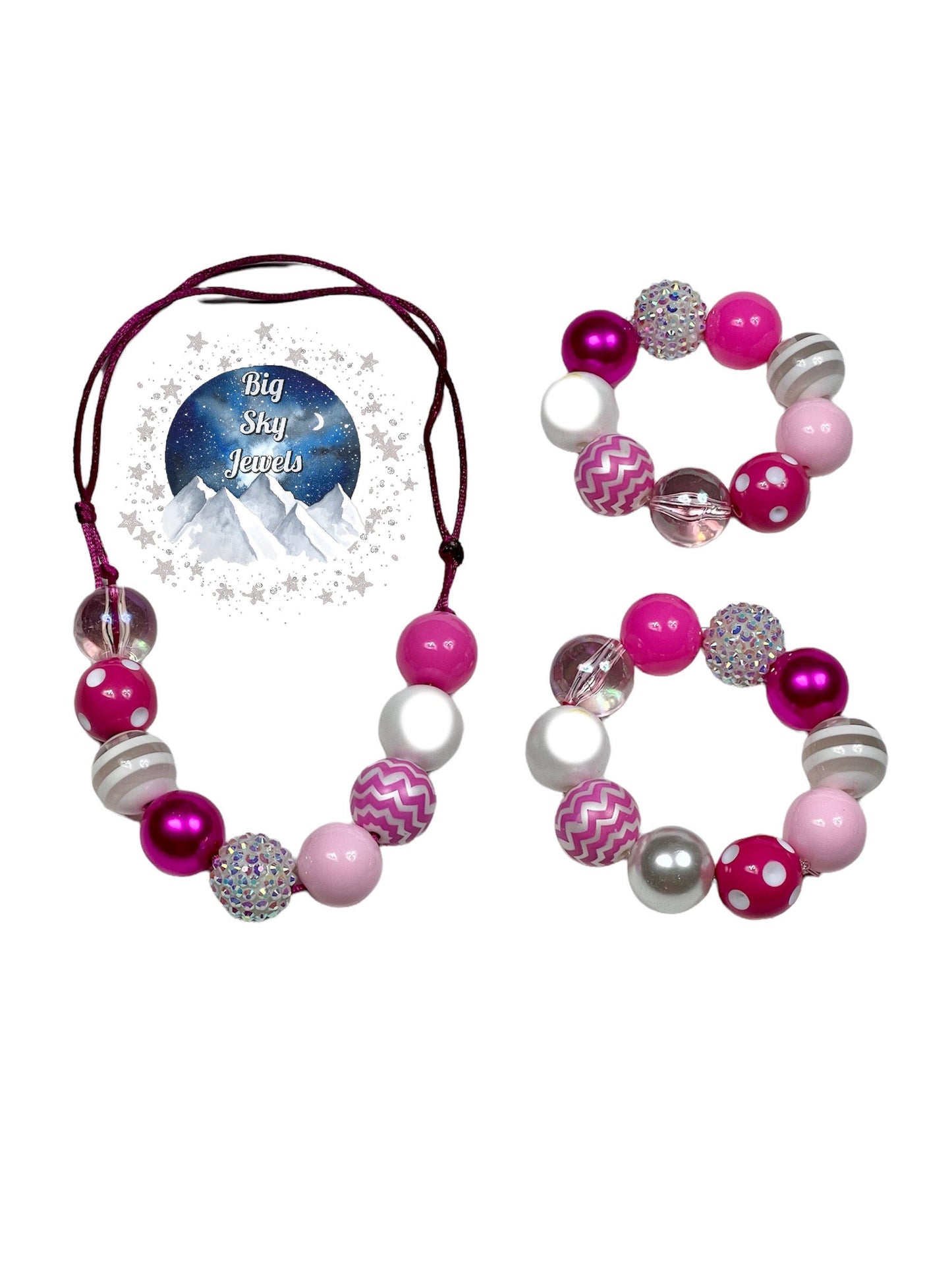 Pinks & White Chunky Bubblegum Necklace OR Bracelet Princess Jewelry Ages 3+ Spring Summer Multiple Variation Listing