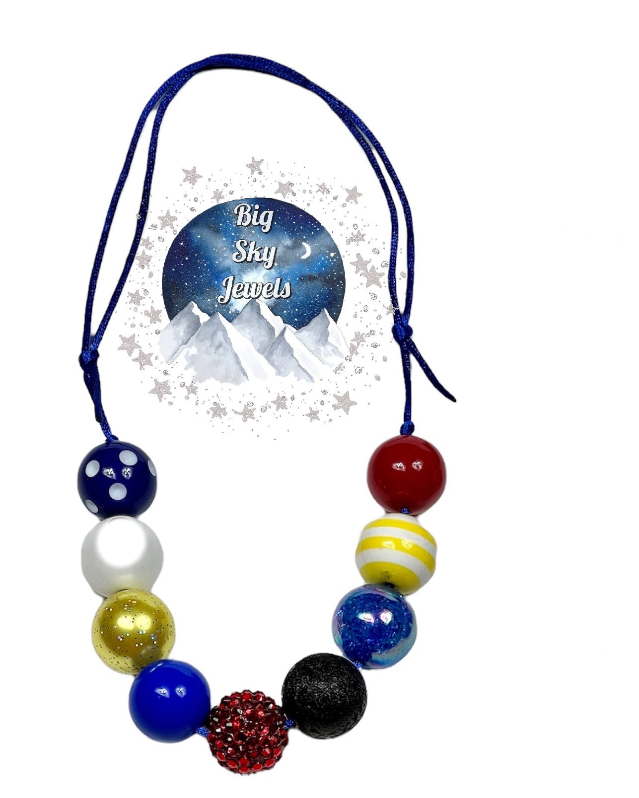 Red, Black, Blue, & Yellow Chunky Bubblegum Necklace OR Bracelet Princess Jewelry Ages 3+ Summer Multiple Variation Listing
