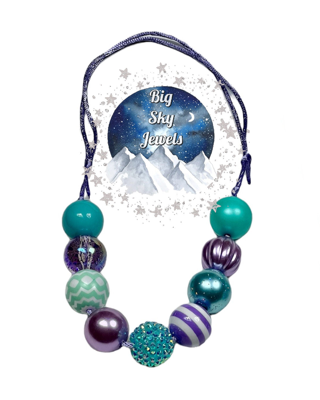 Mermaid Vibes Chunky Bubblegum Necklace OR Bracelet Lavender, Wintergreen, Turquoise Ages 3+ Spring Summer Multiple Variation Listing