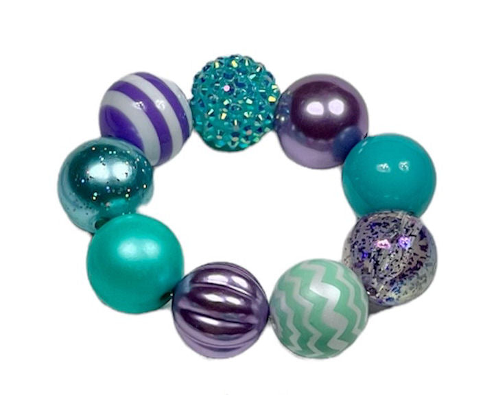 Mermaid Vibes Chunky Bubblegum Necklace OR Bracelet Lavender, Wintergreen, Turquoise Ages 3+ Spring Summer Multiple Variation Listing