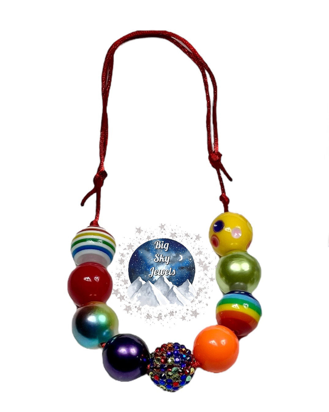 Rainbow Chunky Bubblegum Necklace OR Bracelet Red Green Purple Blue Orange Ages 3+ Summer Multiple Variation Listing