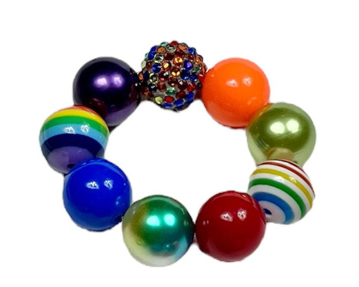 Rainbow Chunky Bubblegum Necklace OR Bracelet Red Green Purple Blue Orange Ages 3+ Summer Multiple Variation Listing
