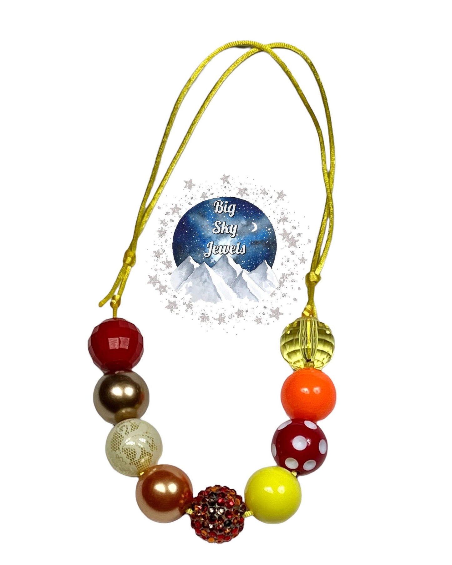 Autumn Fire Chunky Bubblegum Necklace OR Bracelet Kids Jewelry Ages 3+ Girls or Boys Orange Red Yellow Fall Multiple Variation Listing