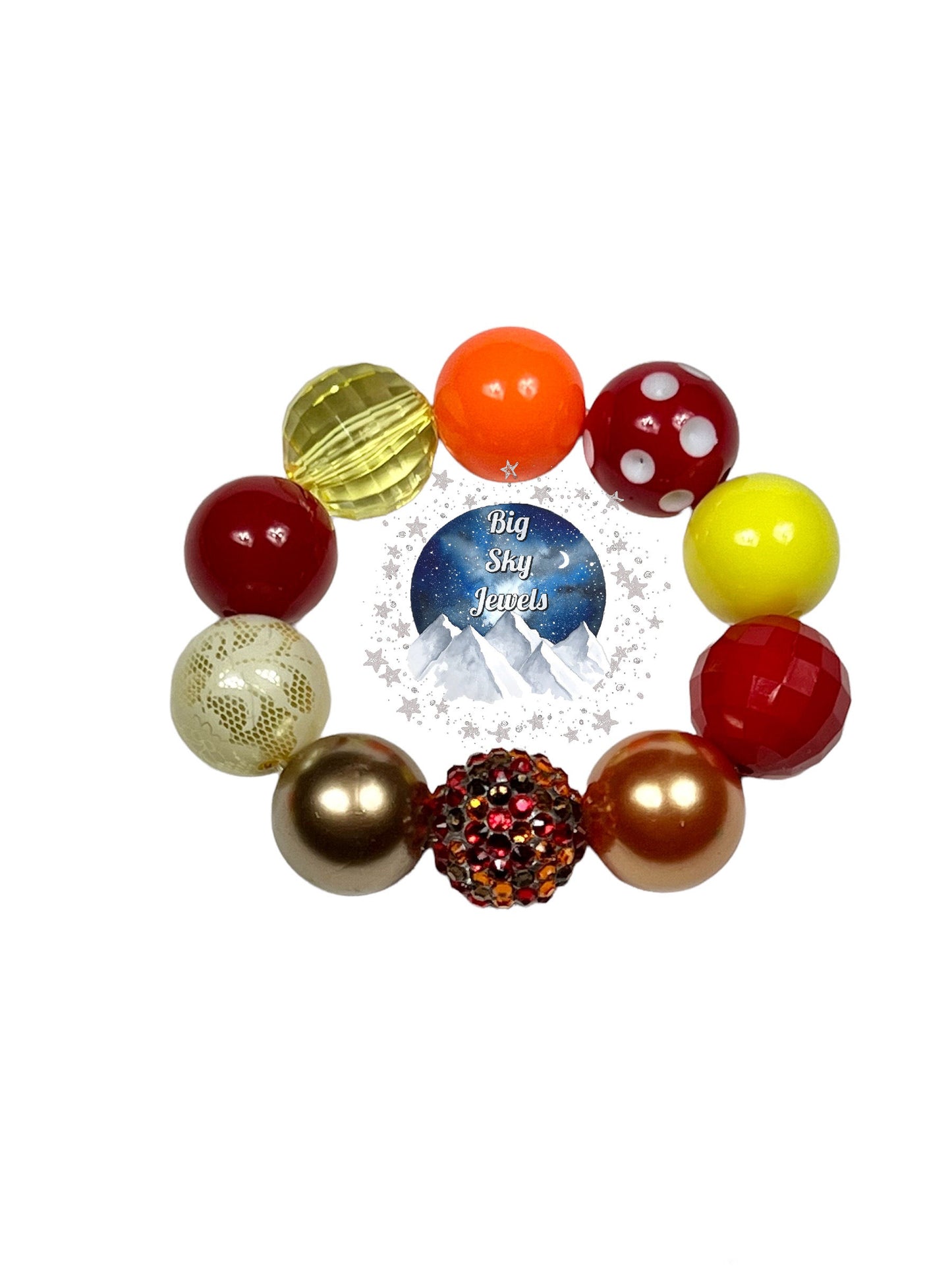 Autumn Fire Chunky Bubblegum Necklace OR Bracelet Kids Jewelry Ages 3+ Girls or Boys Orange Red Yellow Fall Multiple Variation Listing