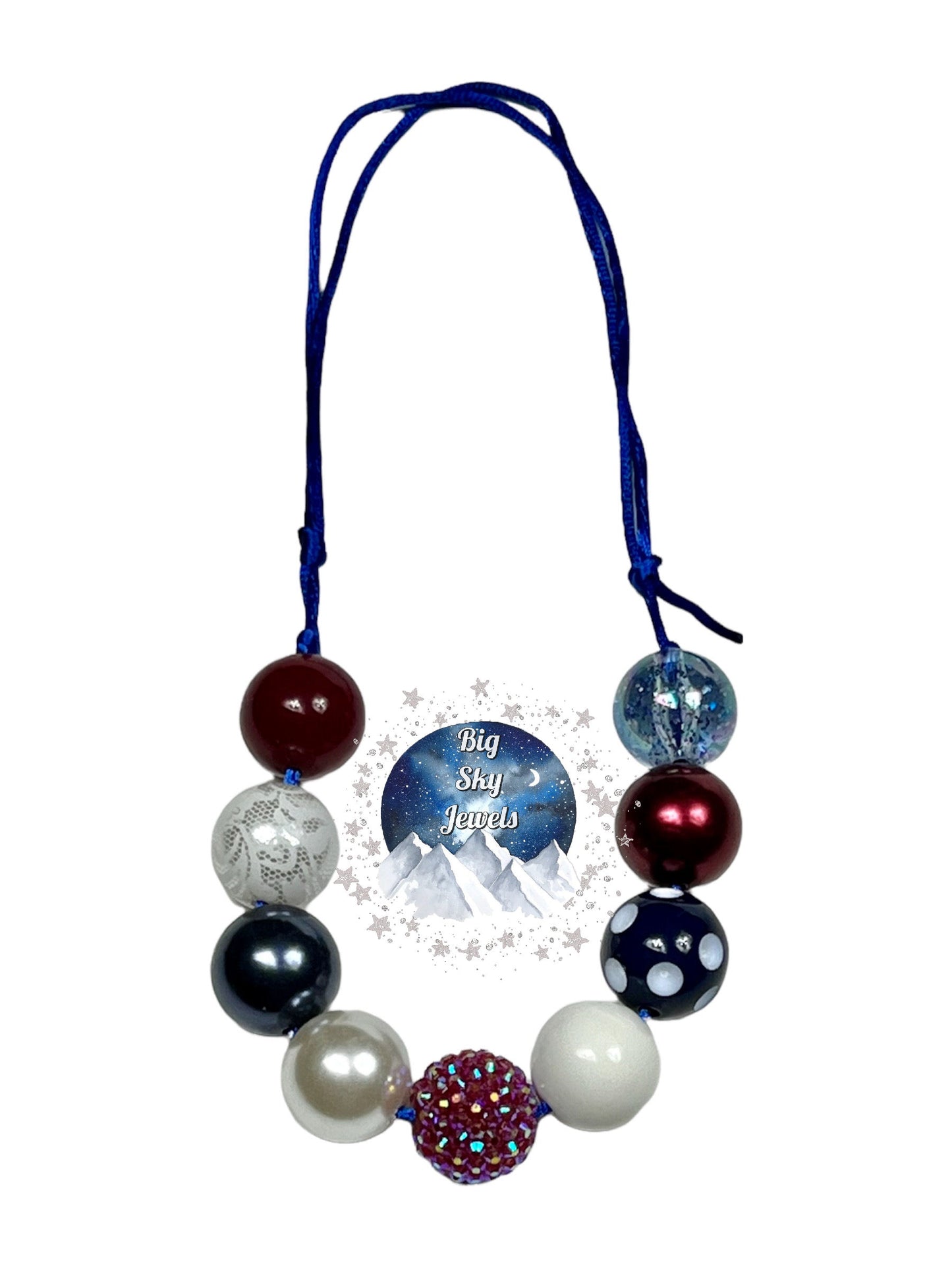 American Chunky Bubblegum Necklace OR Bracelet Kids Jewelry Ages 3+ Girls or Boys Red White & Blue Patriotic America USA Fourth of July 4th Summer Multiple Variation Listing