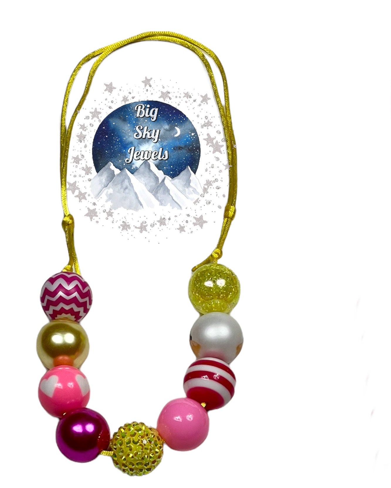 Yellow & Pink Chunky Bubblegum Necklace OR Bracelet Princess Jewelry Ages 3+ Spring Summer Multiple Variation Listing