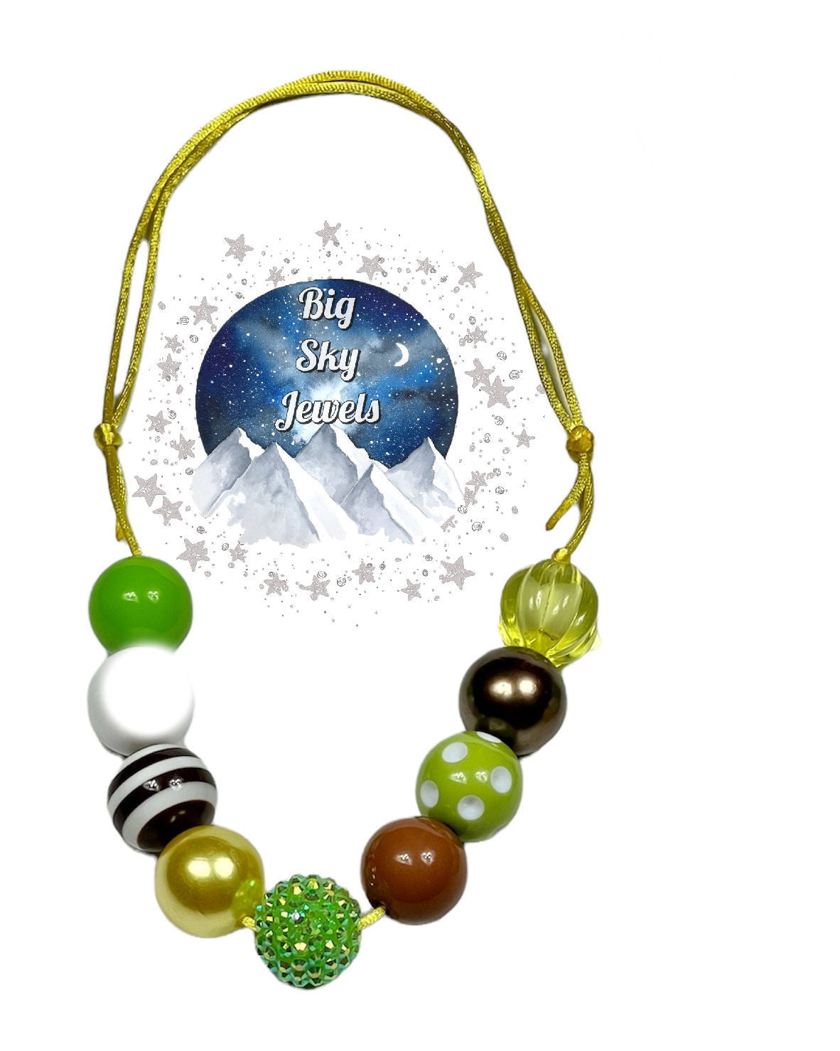 Yellow, Brown, & Green Chunky Bubblegum Necklace OR Bracelet Princess Jewelry Ages 3+ Summer Fall Multiple Variation Listing