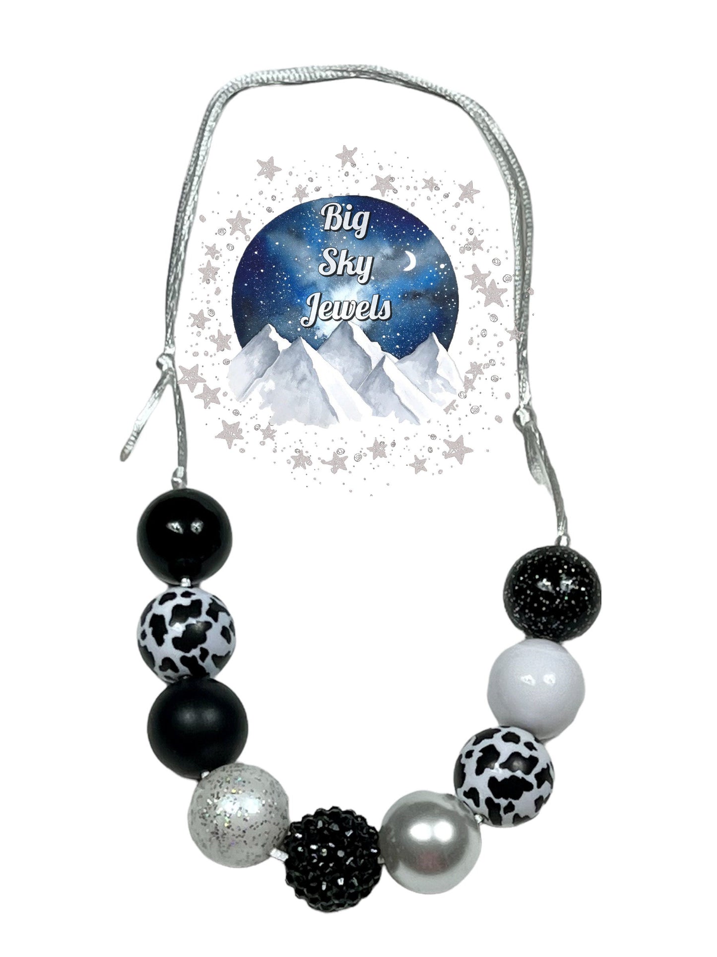 Daisy Cow Chunky Bubblegum Necklace OR Bracelet Black & White Ages 3+ Animals Spring Summer Multiple Variation Listing