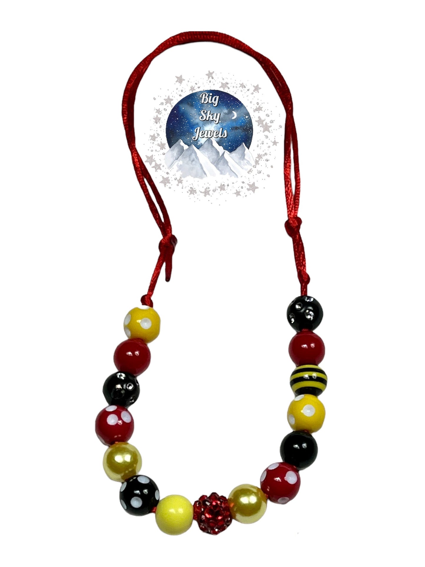 King Mouse MINI BEAD Bubblegum Necklace OR Bracelet Ages 3+ Princess Jewelry Yellow, Red & Black Jewelry Summer Multiple Variation Listing