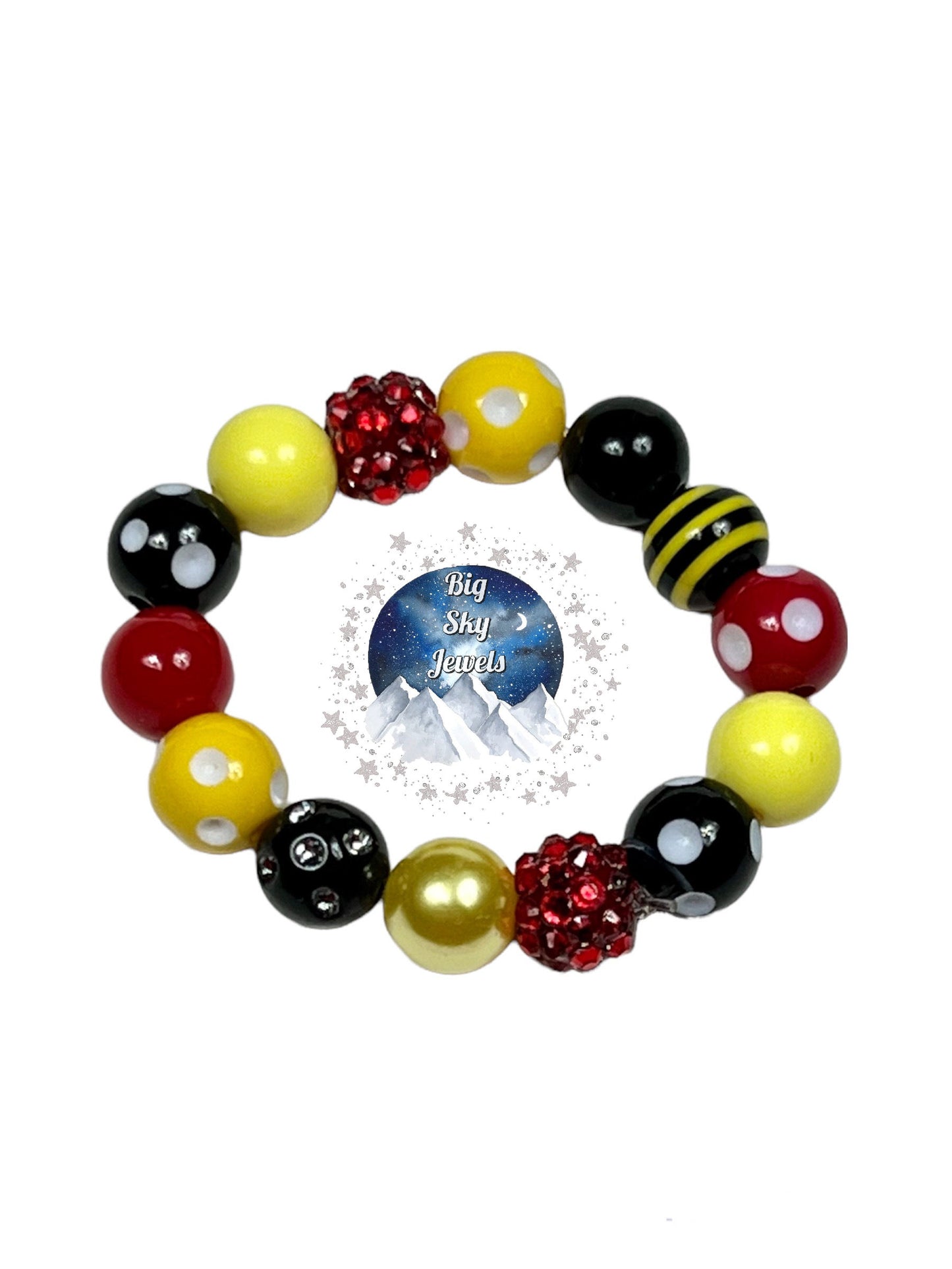 King Mouse MINI BEAD Bubblegum Necklace OR Bracelet Ages 3+ Princess Jewelry Yellow, Red & Black Jewelry Summer Multiple Variation Listing