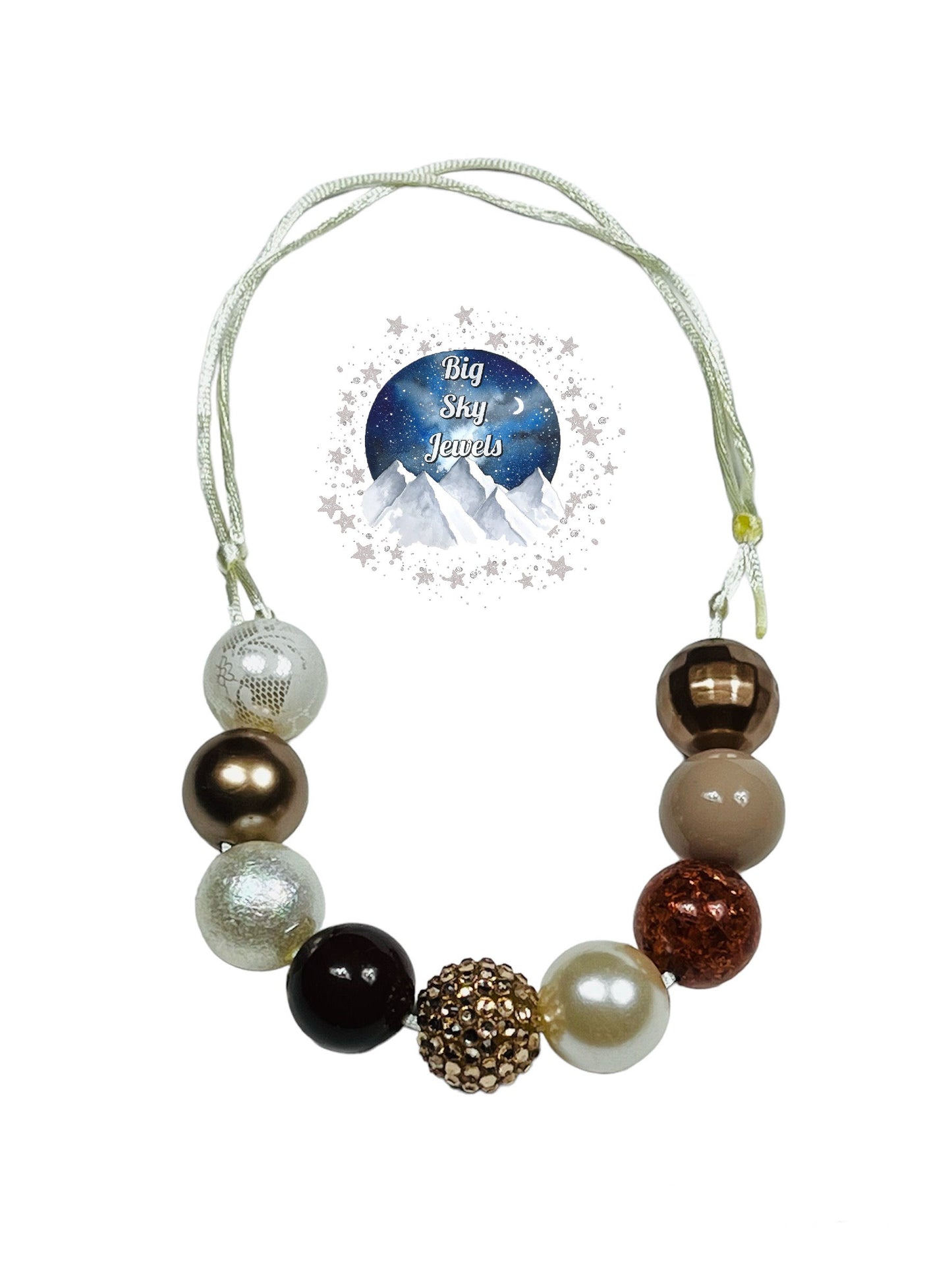 Hot Cocoa Brown, Cream Chunky Bubblegum Necklace OR Bracelet Ages 3+ Fall Autumn Multiple Variation Listing