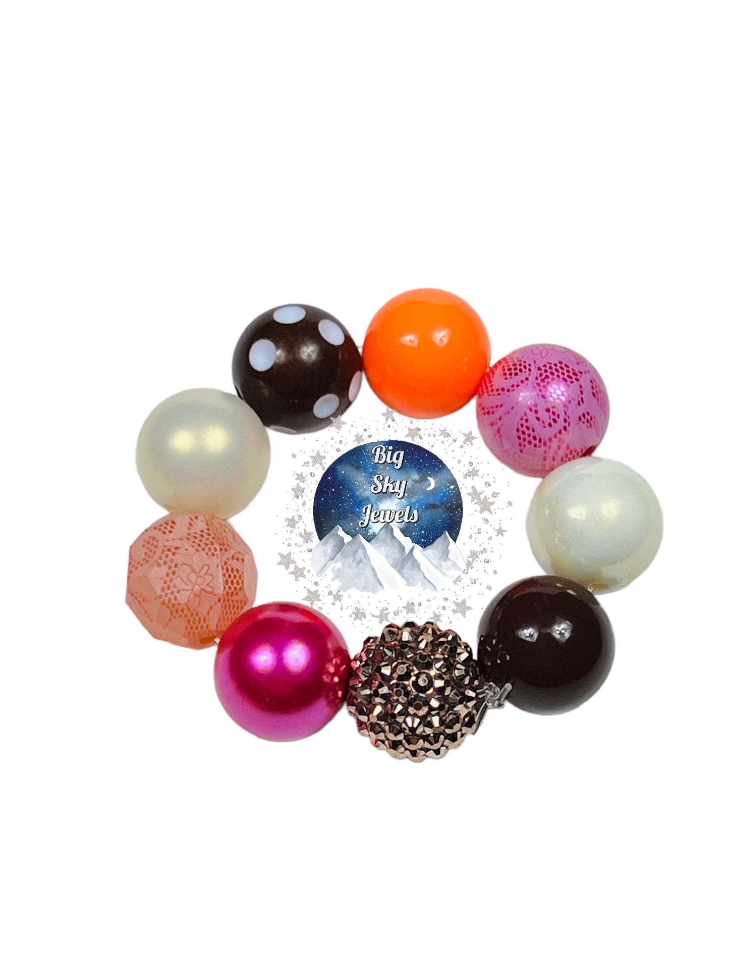 Autumn Delight Chunky Bubblegum Necklace OR Bracelet Girls Jewelry Ages 3+ Pink Orange Brown White Gold Fall Multiple Variation Listing