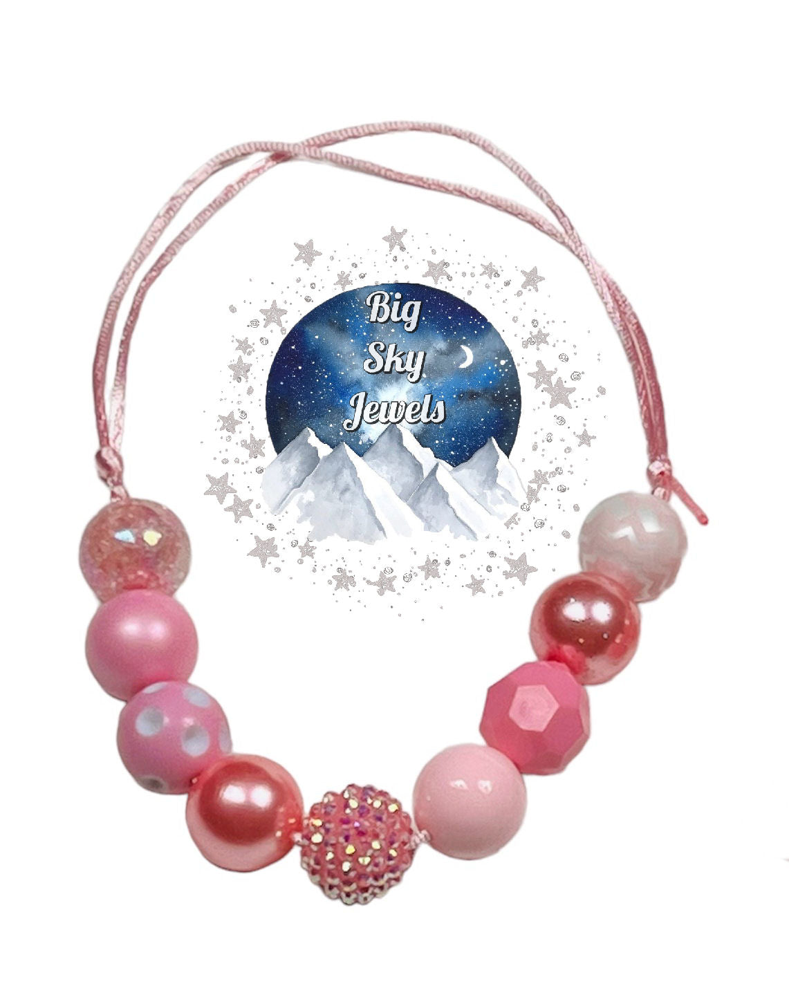 Pretty In Pink Chunky Bubblegum Necklace OR Bracelet Ages 3+ Spring Summer Valentine's Day Easter Solid Colors Multiple Variation Listing