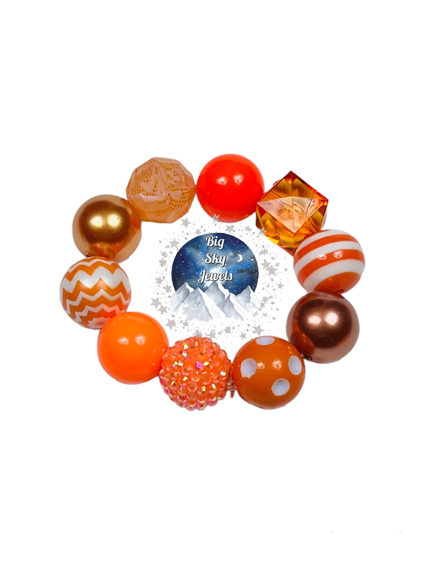 Orange Chunky Bubblegum Necklace OR Bracelet Ages 3+ Fall Halloween Solid Colors Multiple Variation Listing