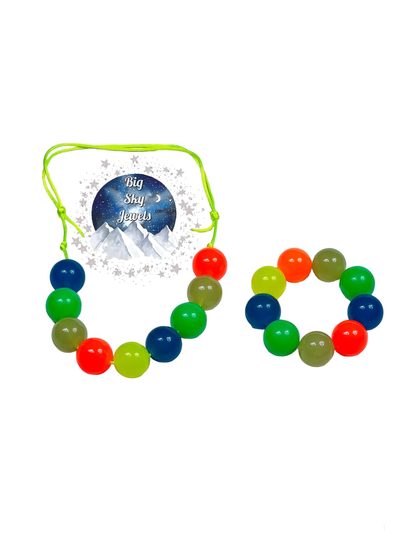 Glow In The Dark Multicolored #2 Chunky Bubblegum Necklace OR Bracelet Ages 3+ Summer Fall Halloween Multiple Variation Listing
