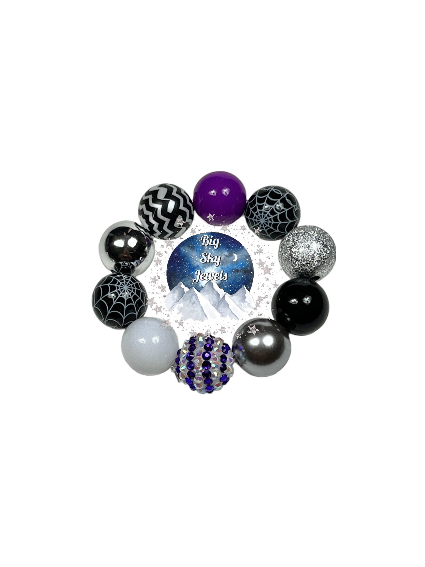 Halloween Spooky Spider Webs 2 Chunky Bubblegum Necklace OR Bracelet Purple, Silver, Black Ages 3+ Halloween Multiple Variation Listing