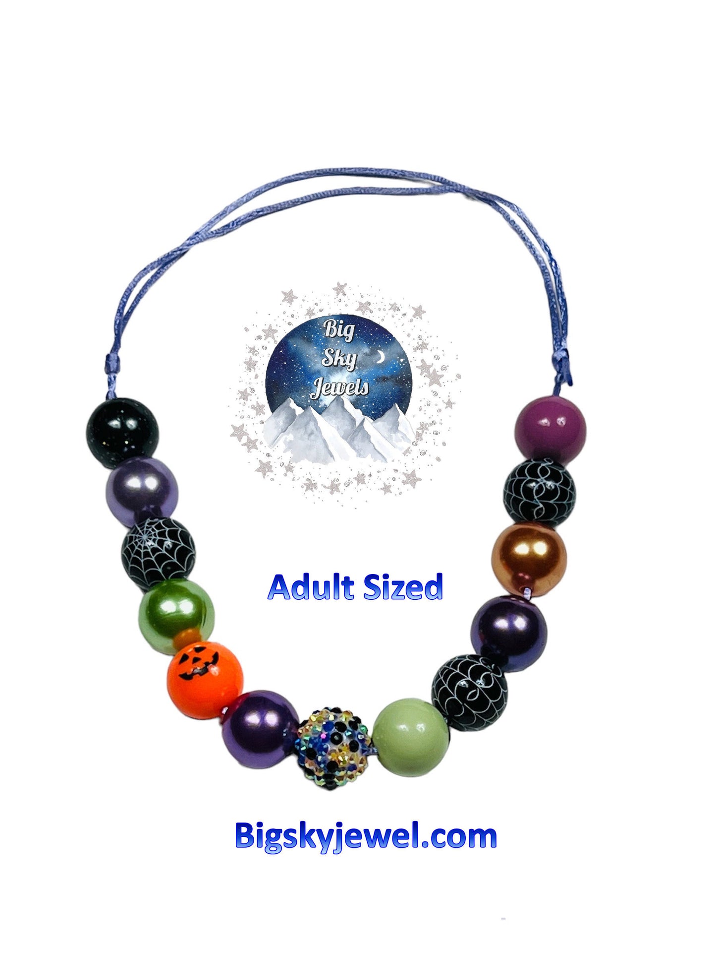 Hocus Pocus Spider Webs Chunky Bubblegum Necklace Adult Size Purple, Black, Green, Orange, & Pink Ages 3+ Halloween Multiple Variation Listing