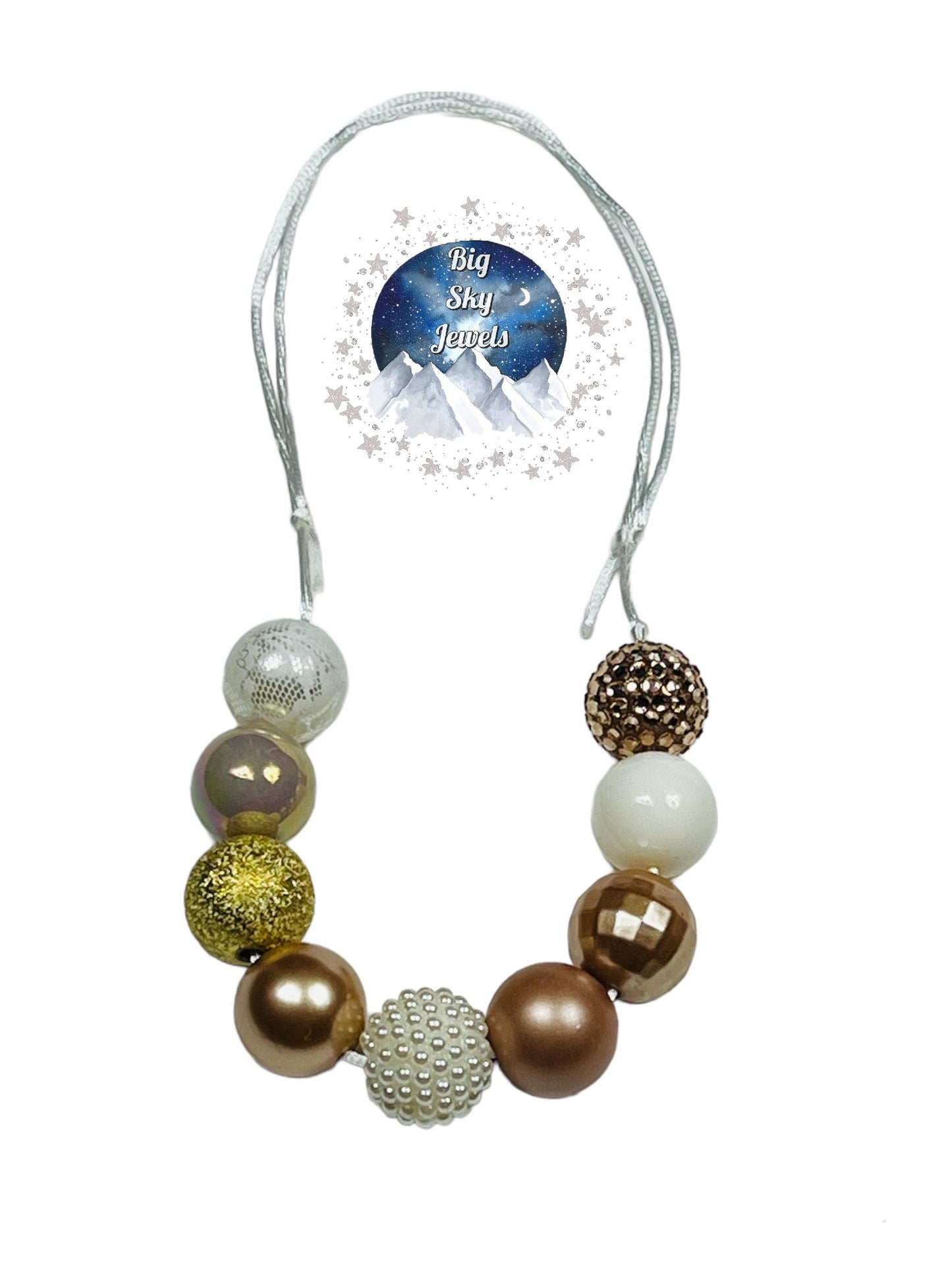 Iced Latte Chunky Bubblegum Necklace OR Bracelet Toffee Ivory Cream Gold Kids Jewelry Ages 3+ Girls or Boys Fall Multiple Variation Listing