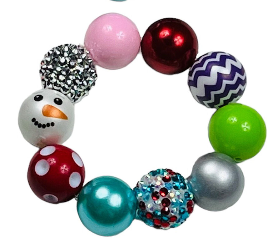 Merry & Bright Snowman #1 Christmas Chunky Bubblegum Necklace OR Bracelet Multicolor Ages 3+ Multiple Variation Listing