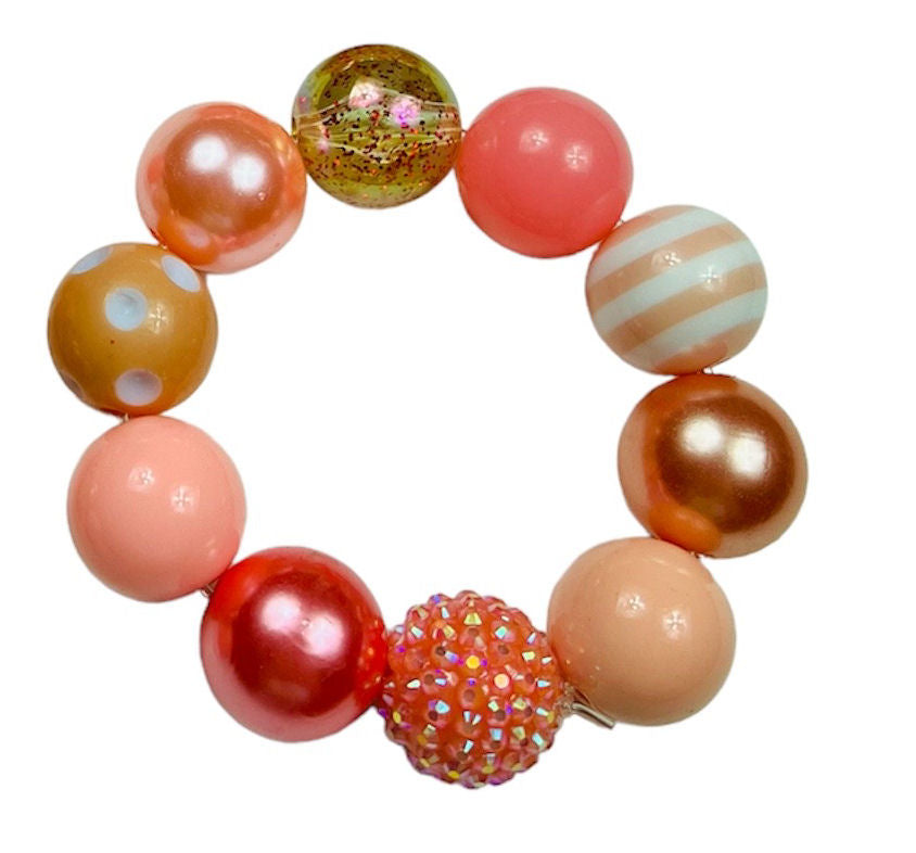 Coral/Peach Chunky Bubblegum Necklace OR Bracelet Ages 3+ Spring Summer Easter Multiple Variation Listing