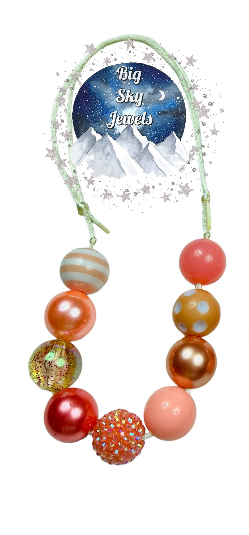 Coral/Peach Chunky Bubblegum Necklace OR Bracelet Ages 3+ Spring Summer Easter Multiple Variation Listing