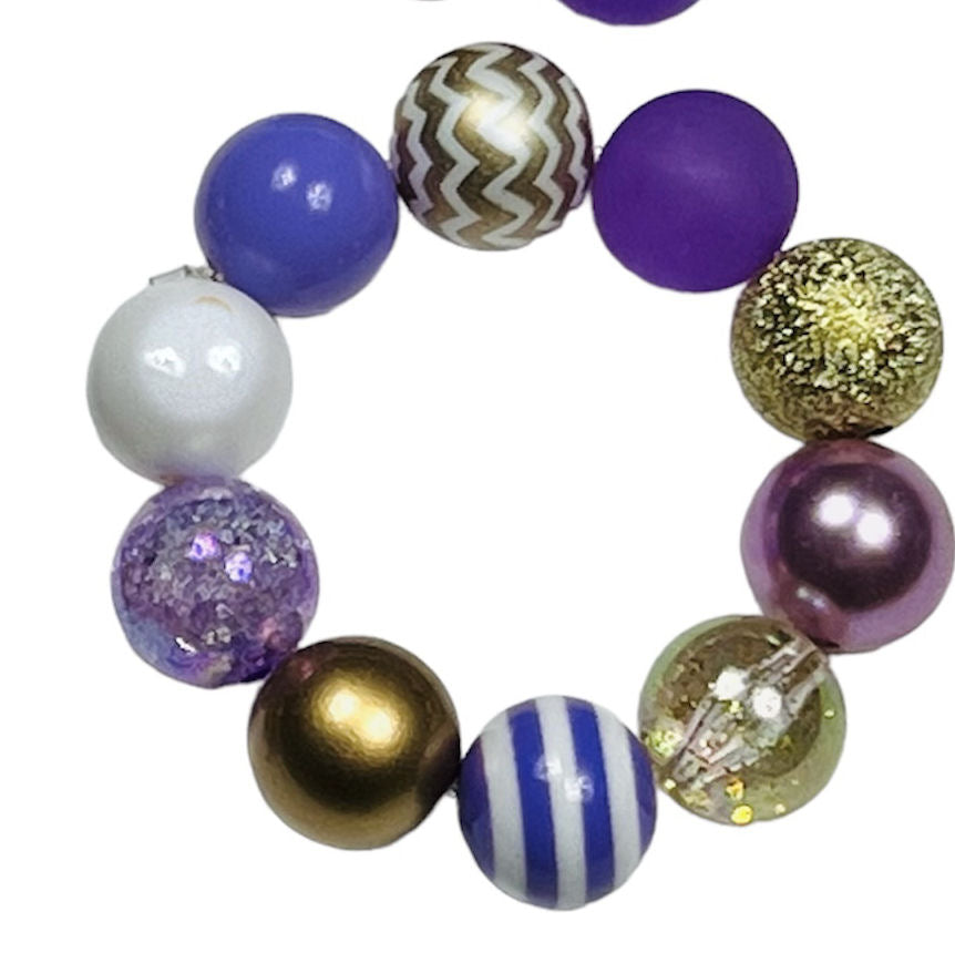 Lavender & Gold Chunky Bubblegum Necklace OR Bracelet Princess Jewelry Ages 3+ Winter Multiple Variation Listing