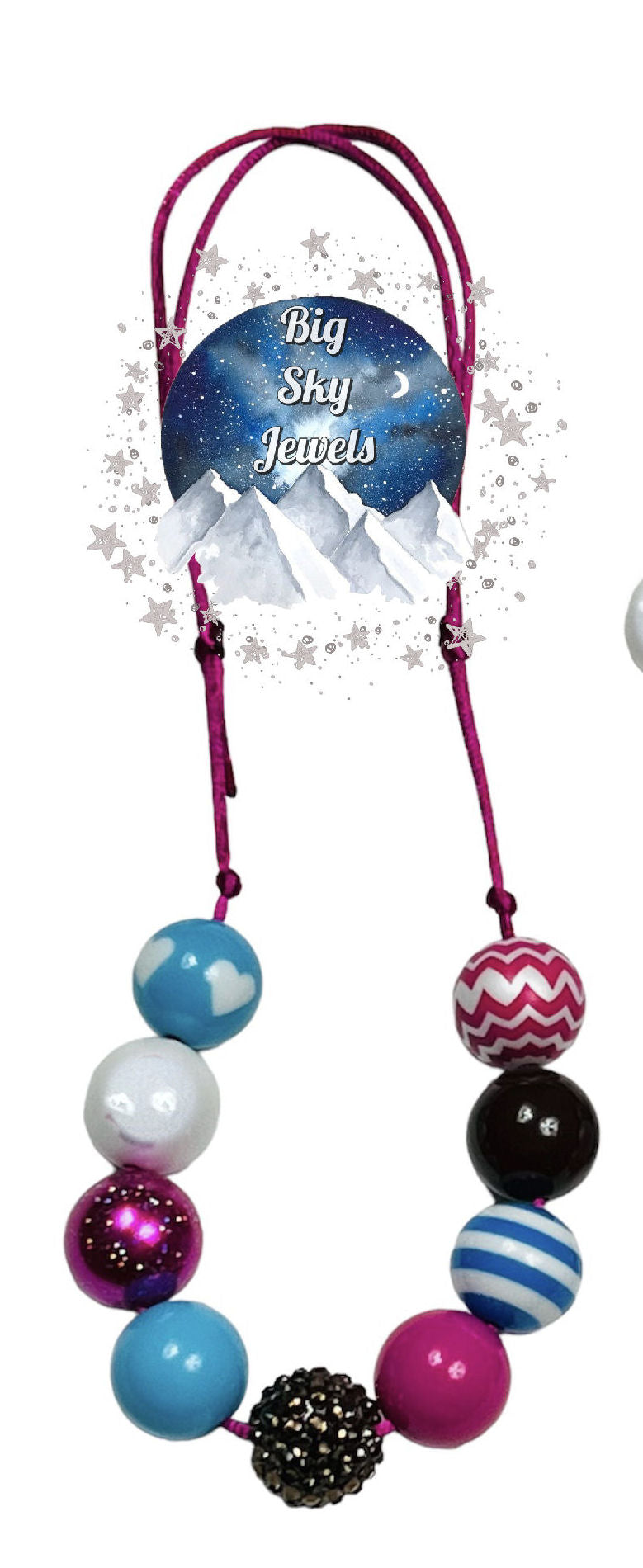 Pink, Brown, & Blue Chunky Bubblegum Necklace OR Bracelet Princess Jewelry Ages 3+ Winter