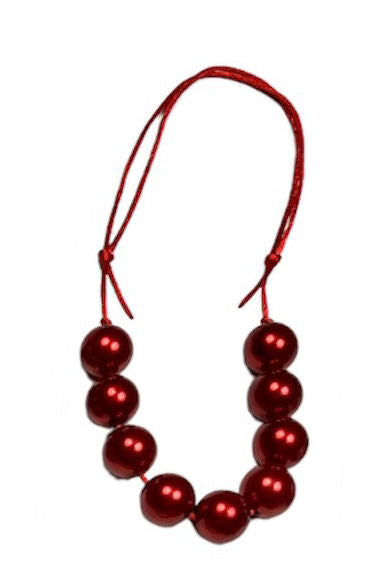 Red Pearl Chunky Bubblegum Adjustable Necklace Ages 3+ Girls Christmas
