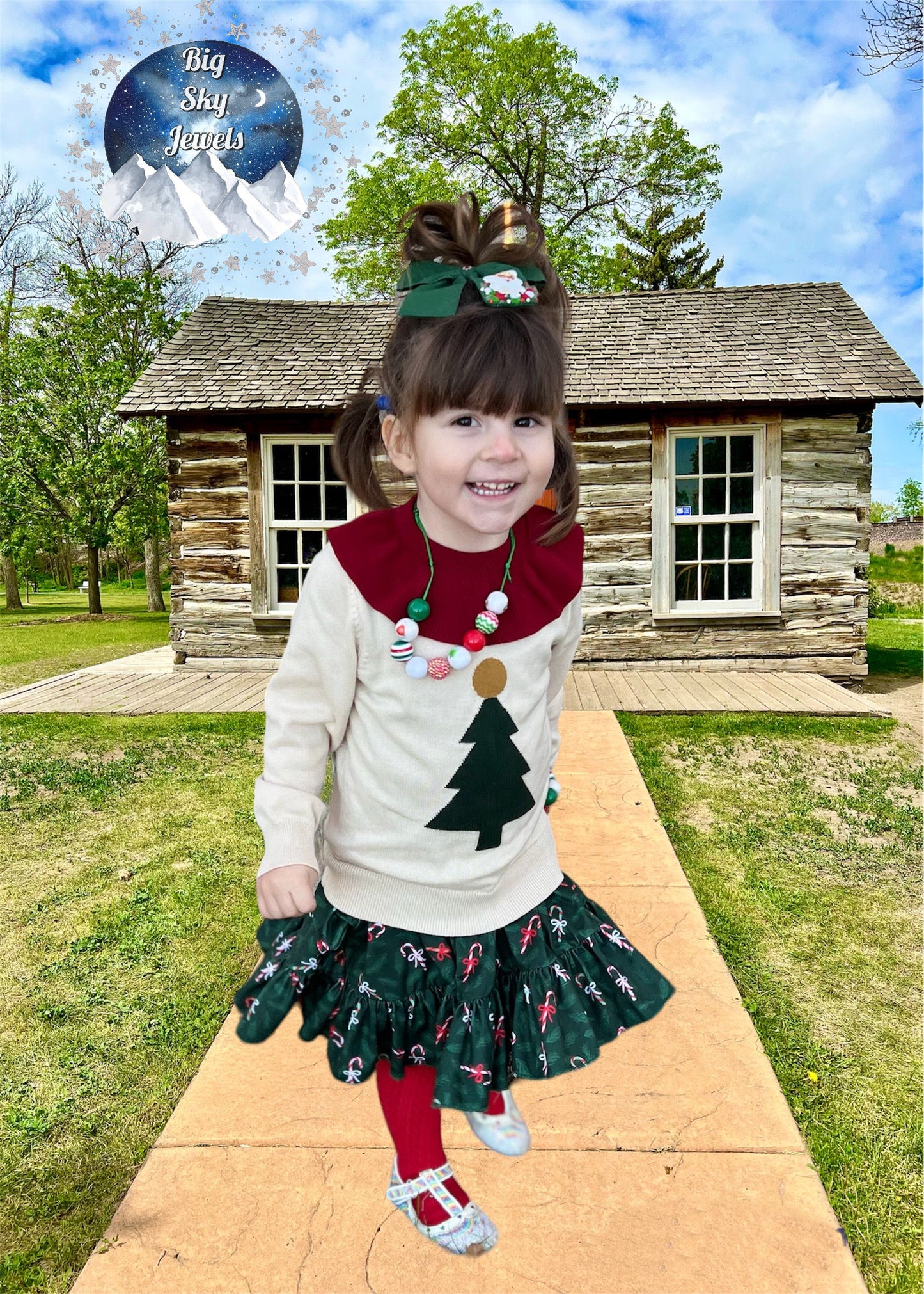 Reindeer, Hat & Glove Christmas Chunky Bubblegum Necklace OR Bracelet Green Red White Ages 3+Multiple Variation Listing