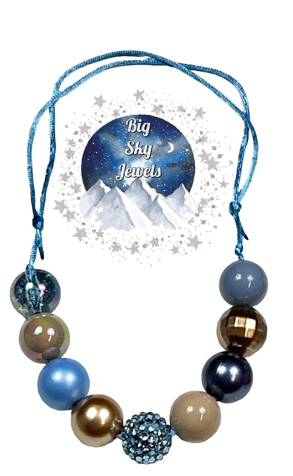 Caribbean Life Chunky Bubblegum Necklace OR Bracelet Girls Kids Ages 3+ Toffee, Light Brown, Denim/Med/Lt/Smokey Blue Summer Fall Multiple Variation Listing