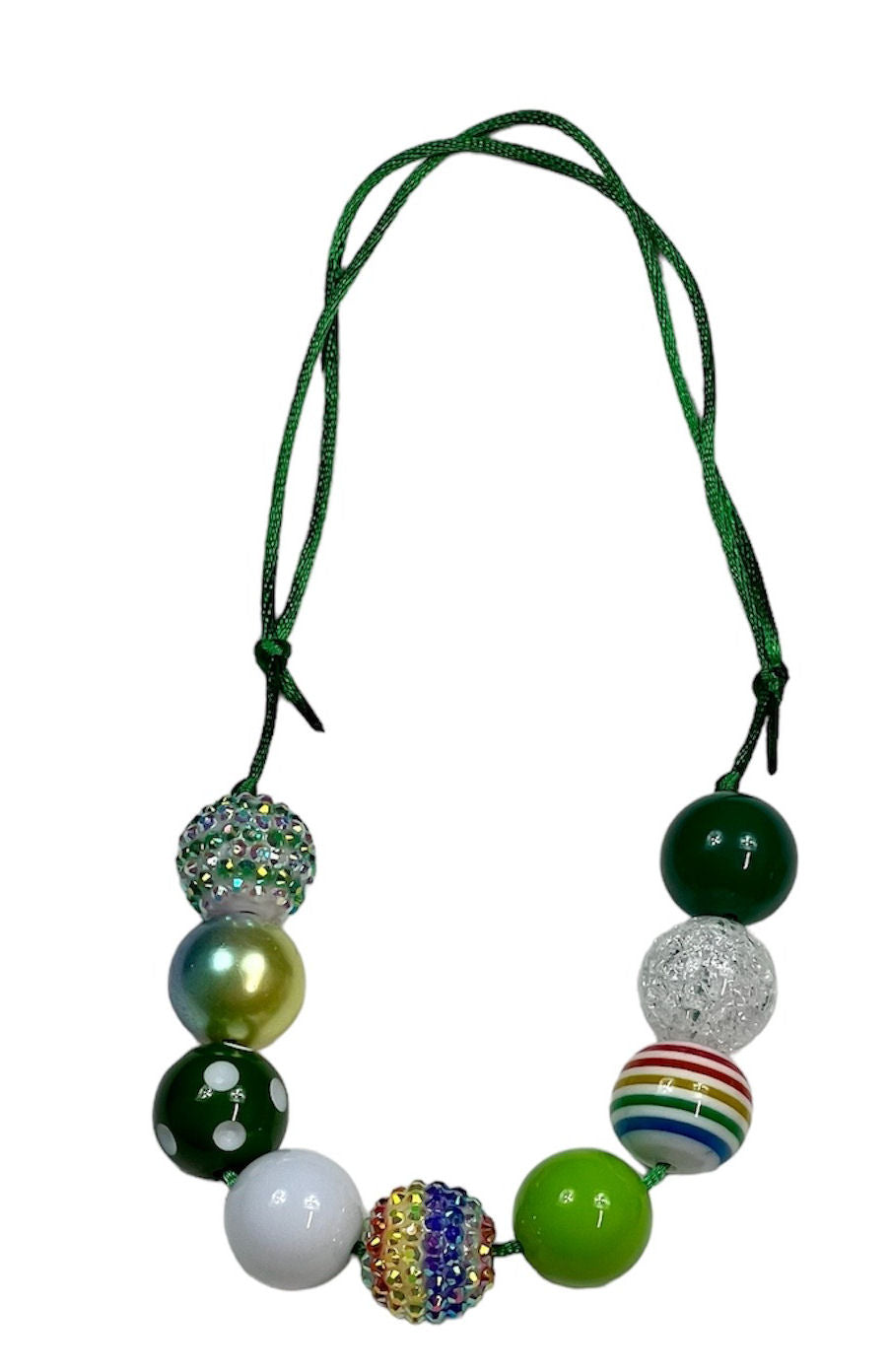 St. Patricks Day Rainbow Design # 1 Chunky Bubblegum Necklace OR Bracelet White, Lime, Green Ages 3+ Girls Kids Irish Spring Summer Multiple Variation Listing