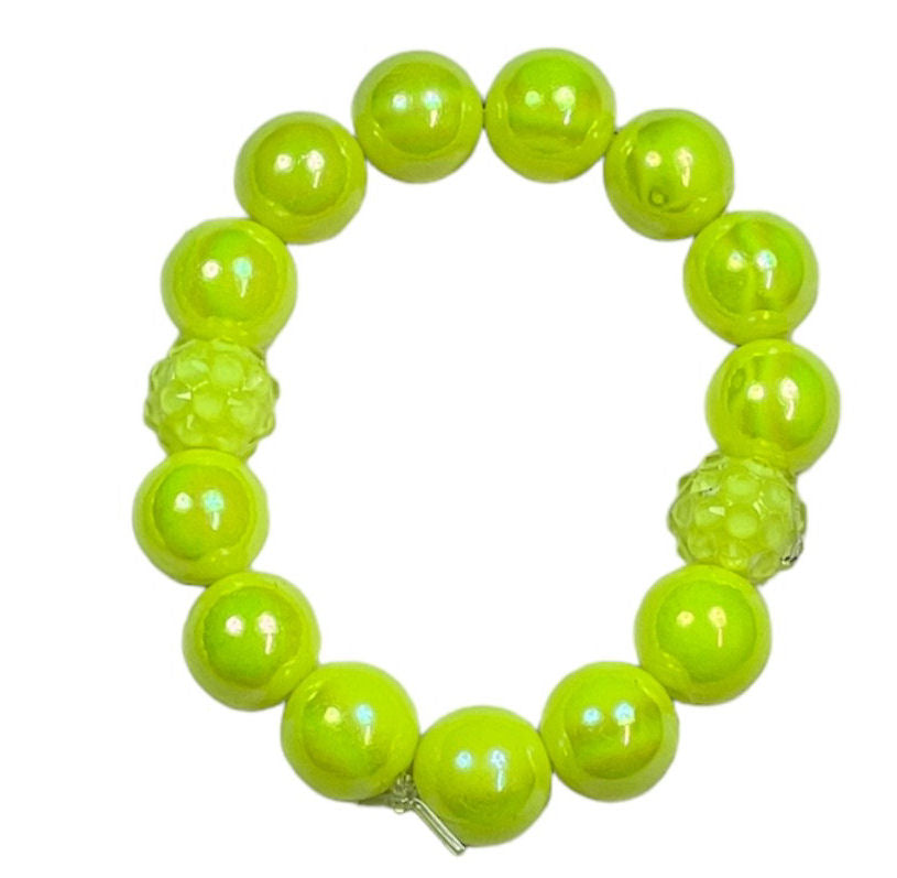 Neon Yellow MINI BEAD Bubblegum Necklace OR Bracelet Ages 3+ Girls or Boys Jewelry Summer