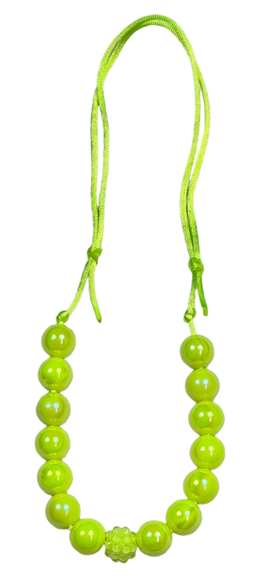 Neon Yellow MINI BEAD Bubblegum Necklace OR Bracelet Ages 3+ Girls or Boys Jewelry Summer