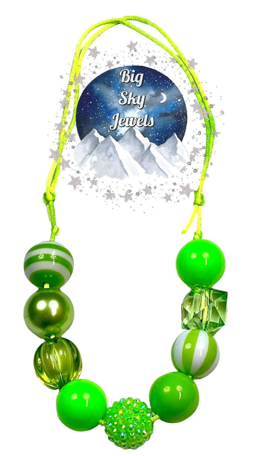 Lime Chunky Bubblegum Necklace OR Bracelet Ages 3+ Girls or Boys Jewelry Spring Summer St. Patricks Day