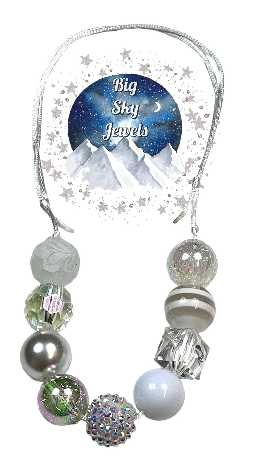 Ice & Snow Chunky Bubblegum Necklace OR Bracelet White & Clear Ages 3+ Multiple Variation Listing