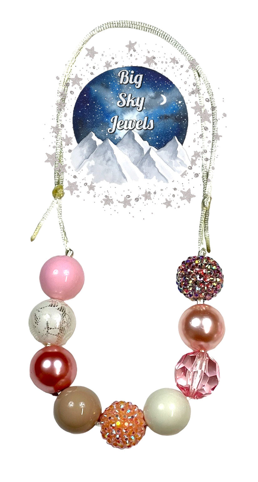 Champagne Chunky Bubblegum Necklace OR Bracelet Ages 3+ Girls Jewelry Spring Fall Pink Cream Coral Multiple Variation Listing