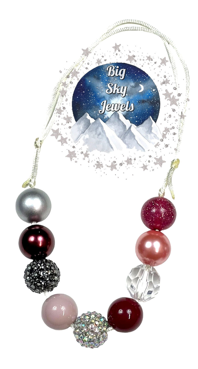 Crystal Plum Chunky Bubblegum Necklace OR Bracelet Ages 3+ Girls Jewelry Fall Coral Clear Silver Multiple Variation Listing