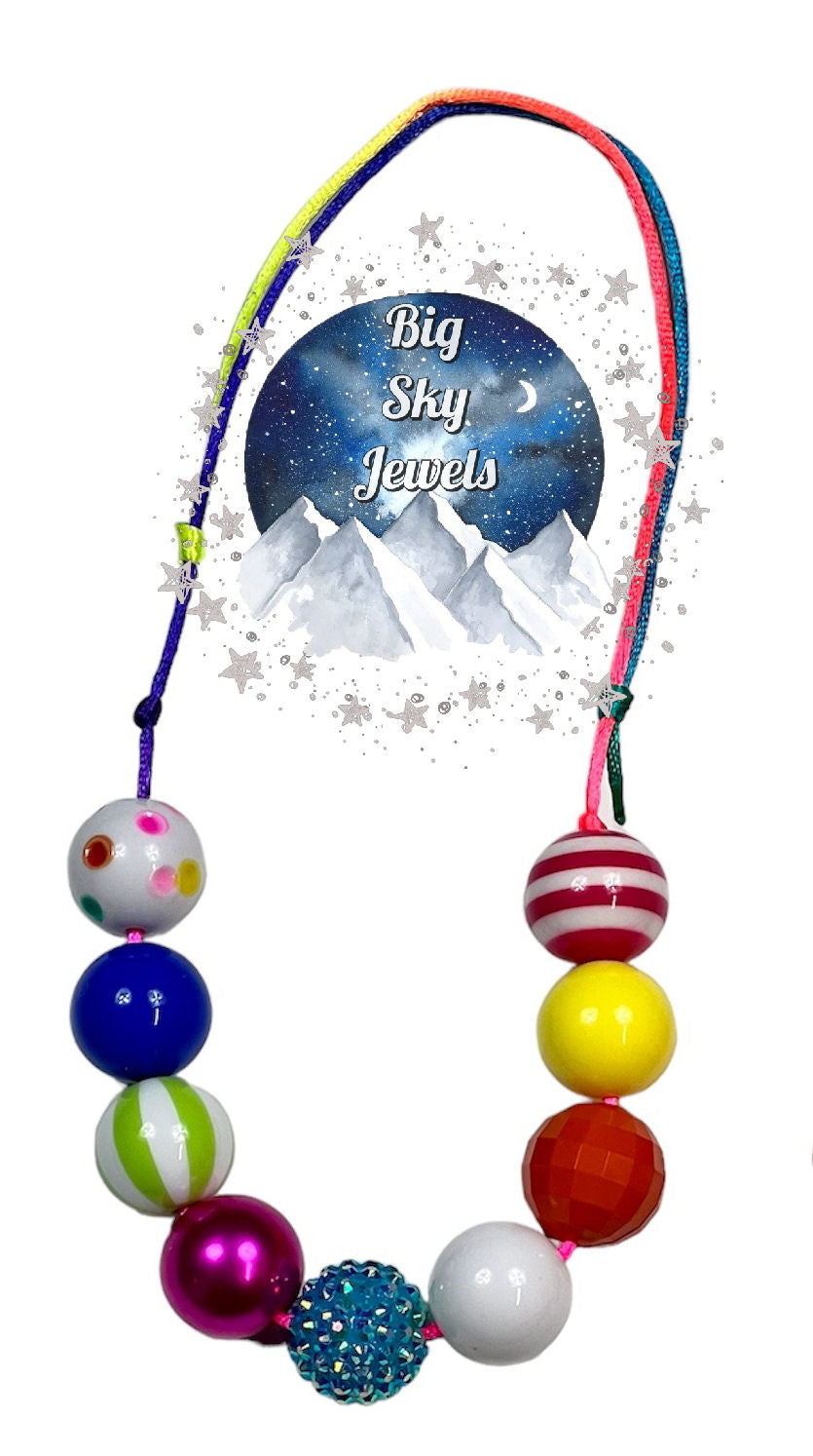 “Shark” Inspired Chunky Bubblegum Necklace OR Bracelet Pink Green Yellow Blue Orange Ages 3+ Summer Multiple Variation Listing