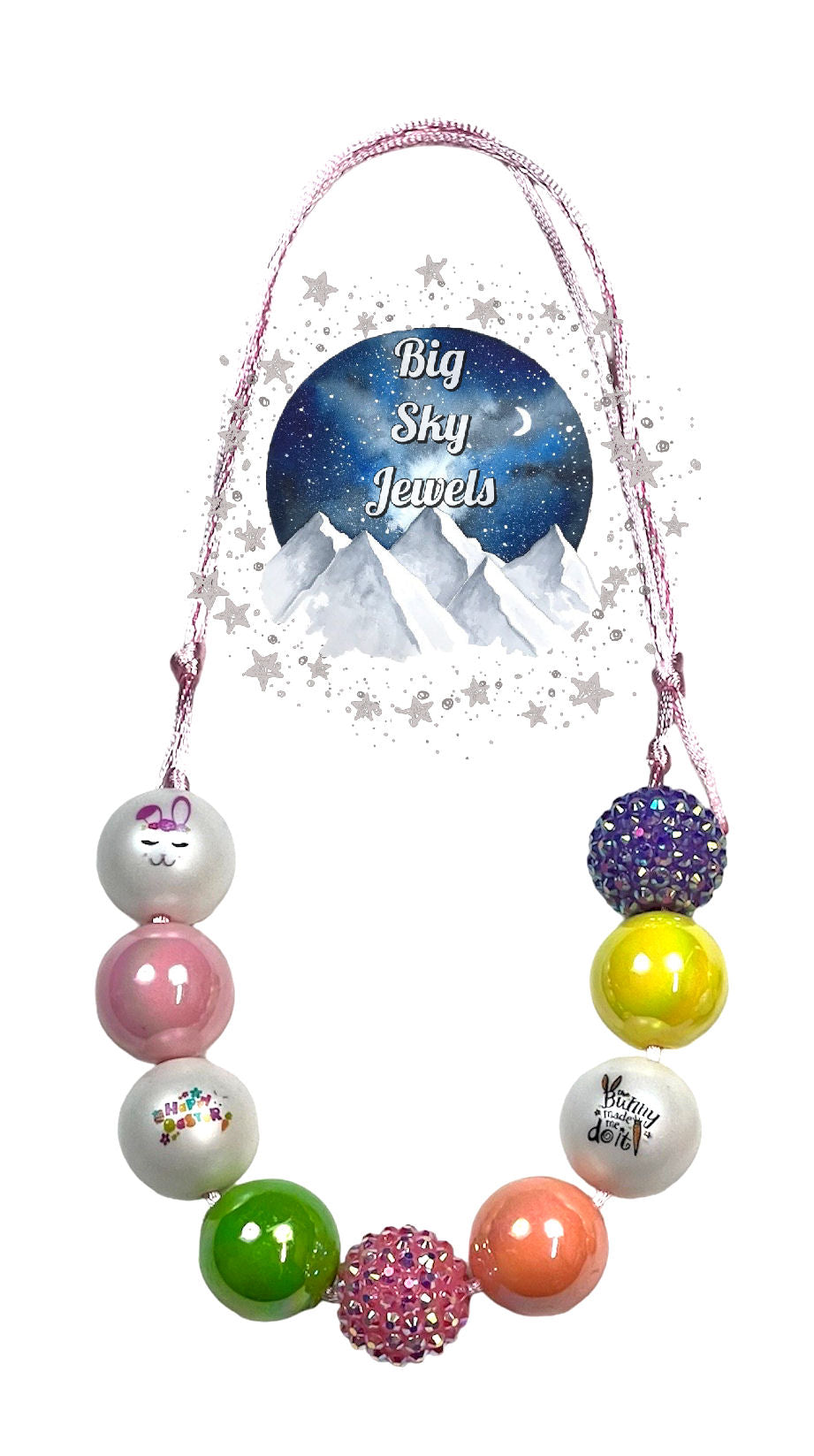 Easter Bunny Chunky Bubblegum Necklace OR Bracelet Pink, Coral, Yellow, Green, Lavender, Multicolor Ages 3+ Summer Spring Multiple Variation Listing