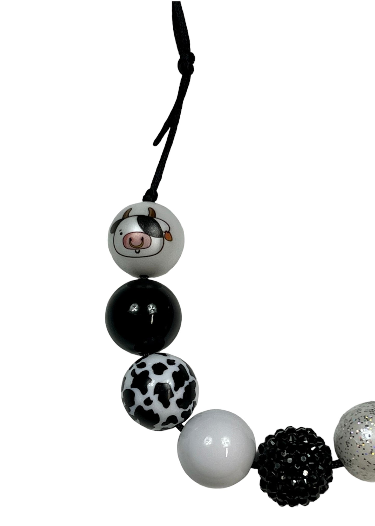Daisy Moo Cow Chunky Bubblegum Necklace OR Bracelet Black & White Ages 3+ Animals Spring Summer Multiple Variation Listing
